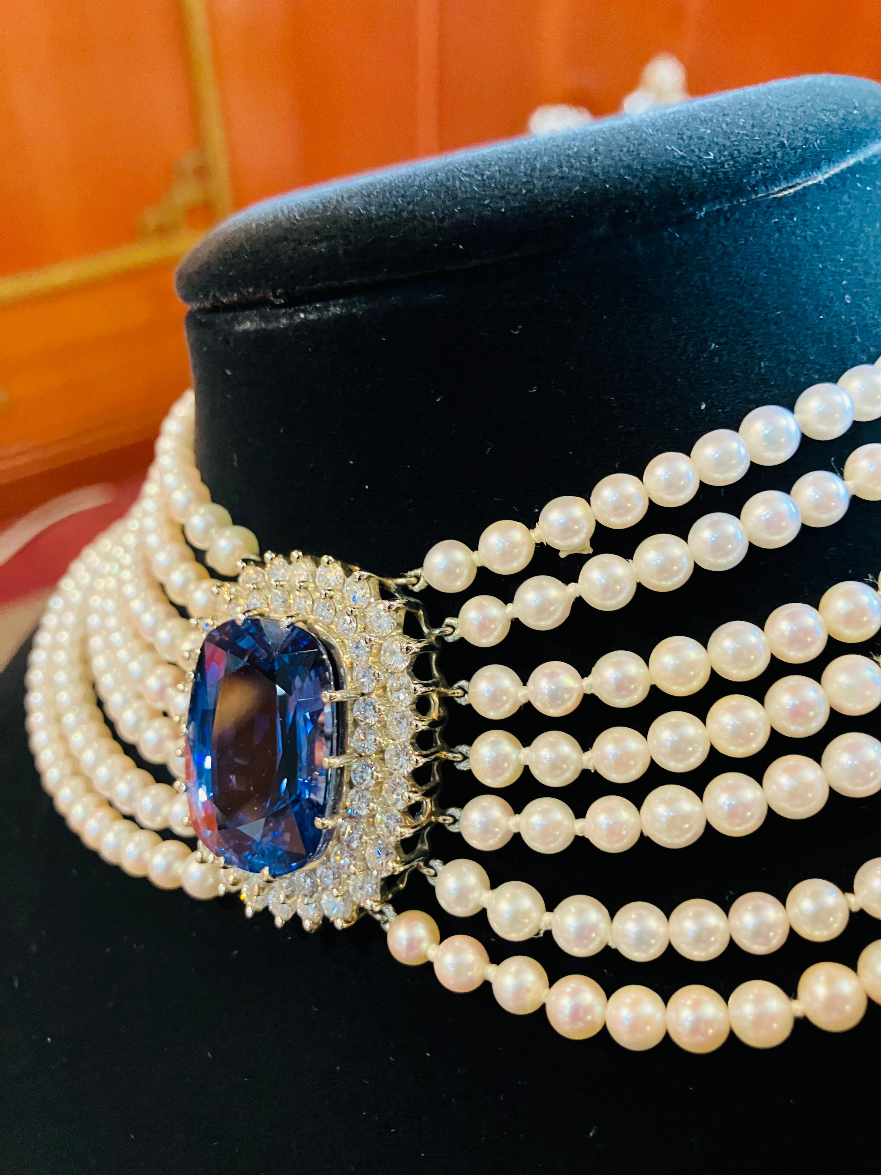 Magnificent 45 Carat Approx. Sapphire  Diamond Choker Necklace  In Excellent Condition For Sale In Palm Beach, FL