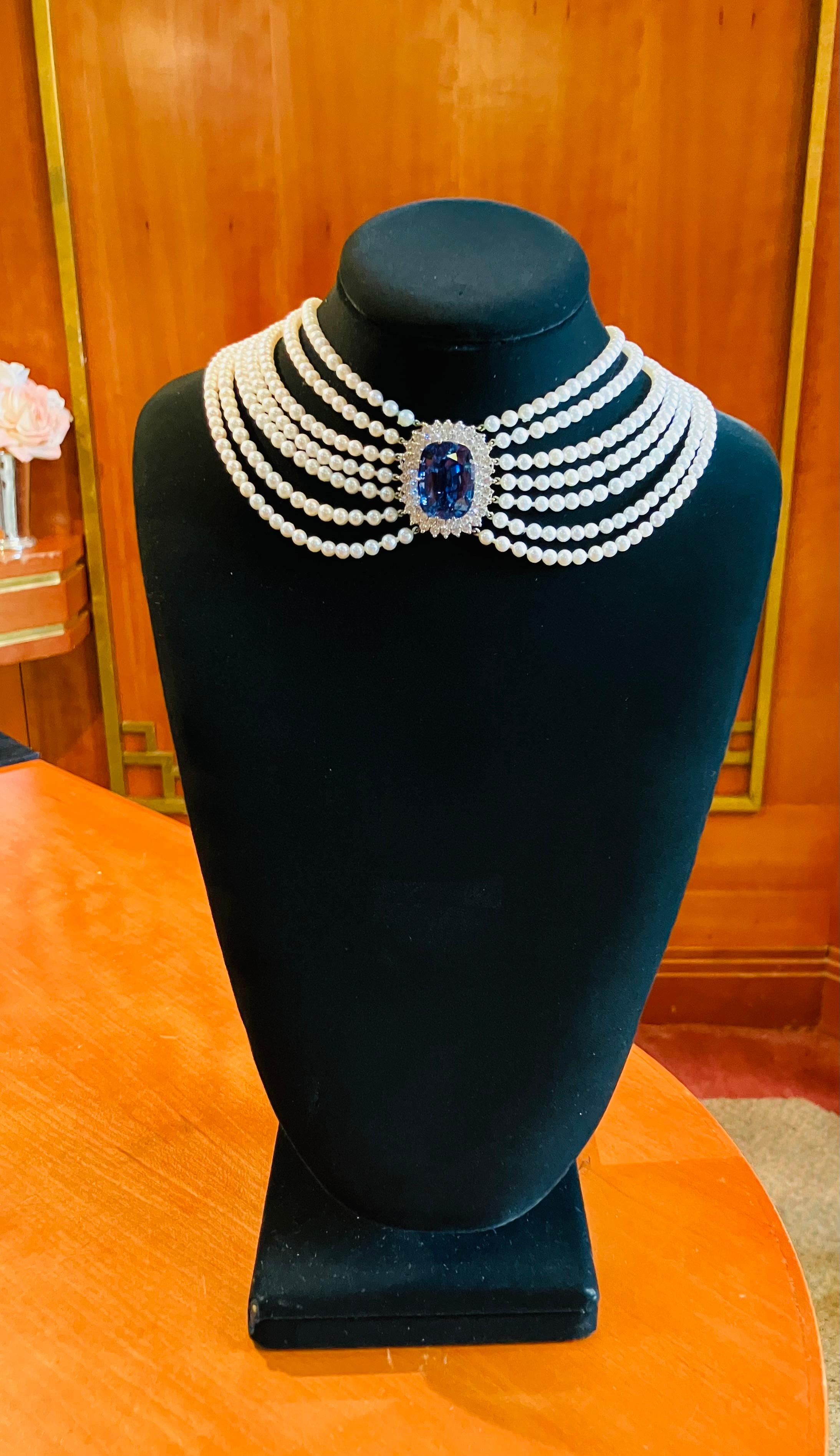 Women's or Men's Magnificent 45 Carat Approx. Sapphire  Diamond Choker Necklace  For Sale