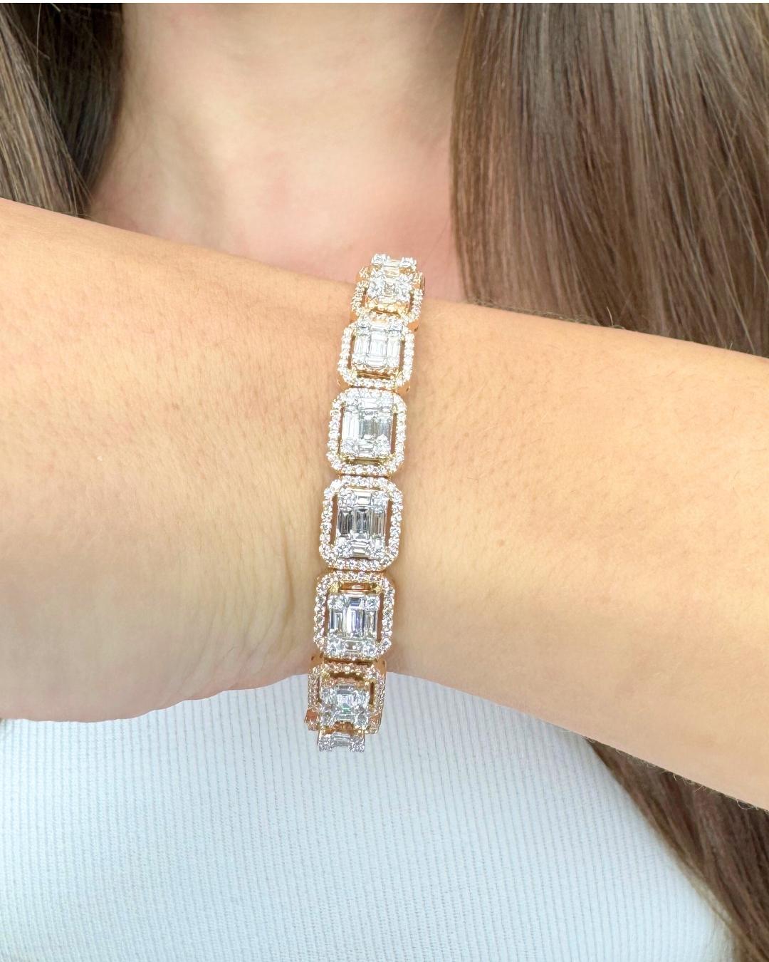 Magnifique bracelet de 4,61ct de diamants en or rose 18k - certifié IGI en vente 5