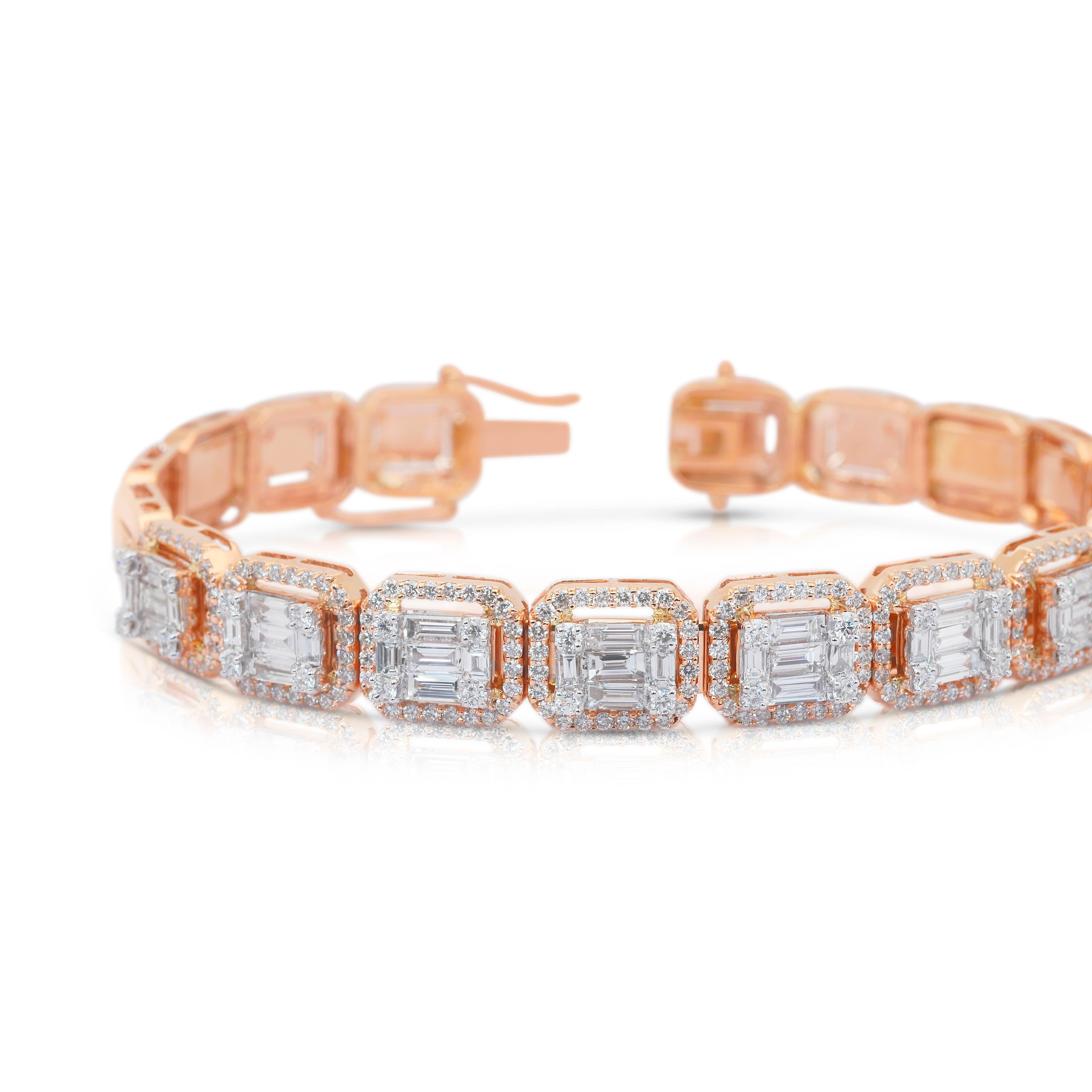 Magnifique bracelet de 4,61ct de diamants en or rose 18k - certifié IGI en vente 1