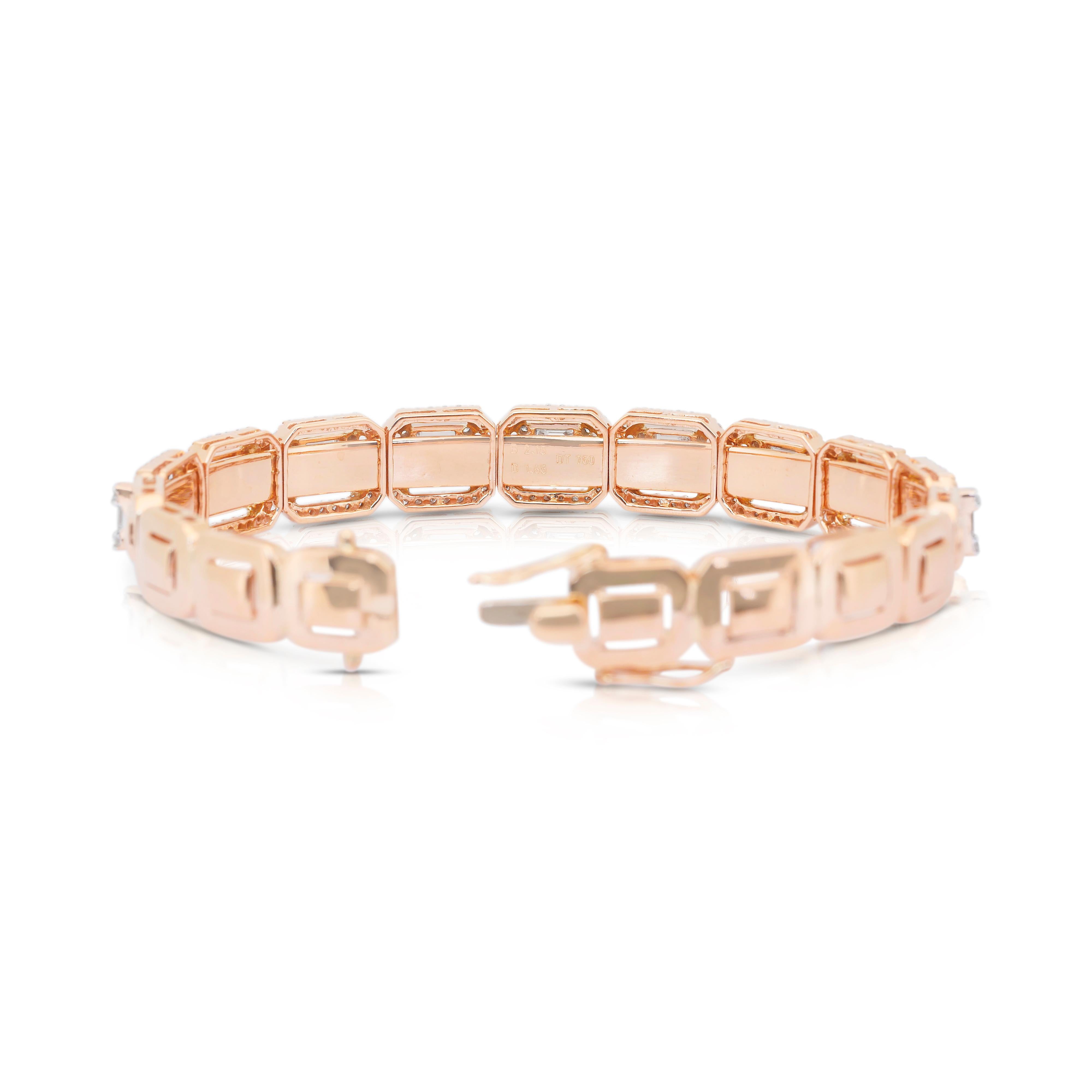 Magnifique bracelet de 4,61ct de diamants en or rose 18k - certifié IGI en vente 2