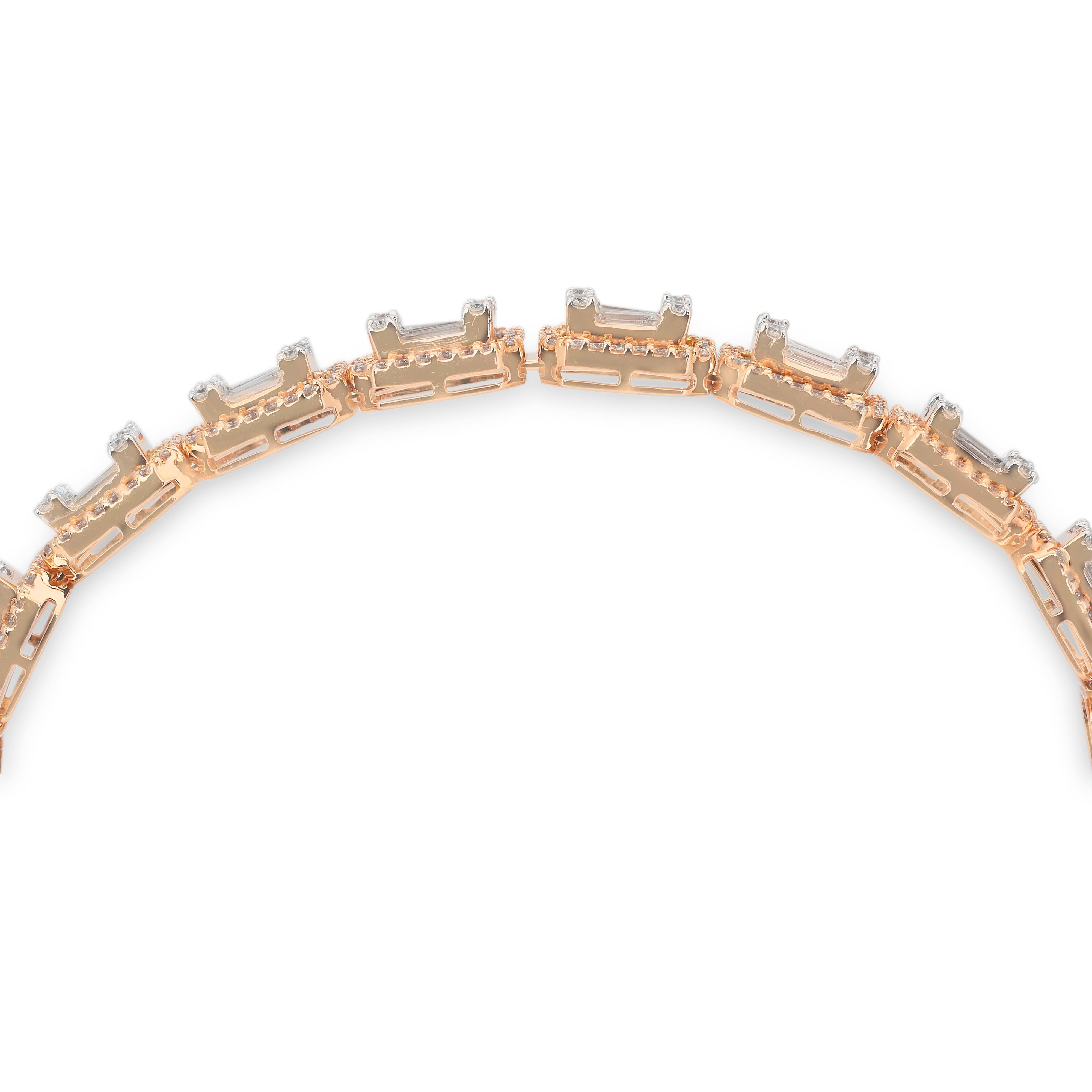 Magnifique bracelet de 4,61ct de diamants en or rose 18k - certifié IGI en vente 3