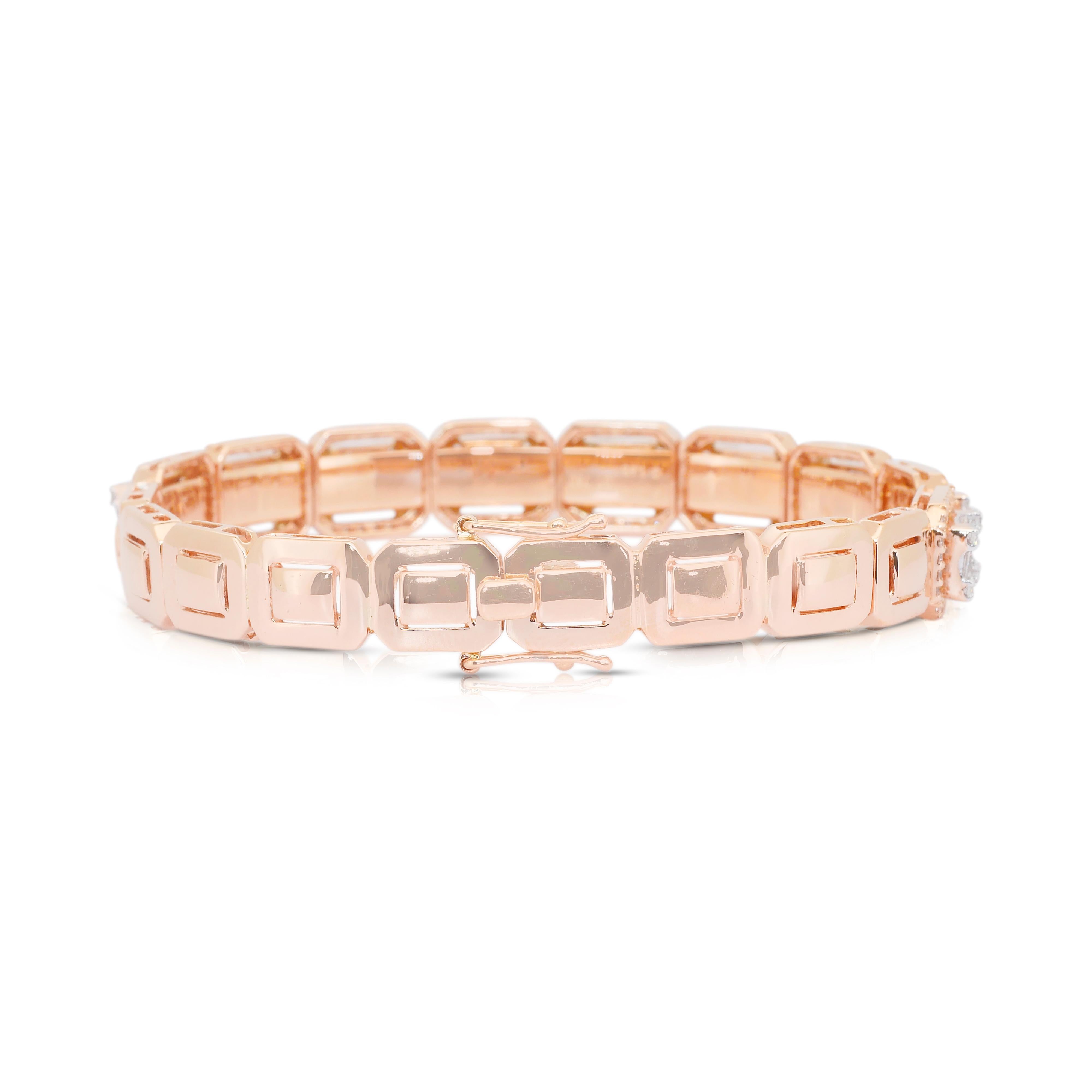 Magnifique bracelet de 4,61ct de diamants en or rose 18k - certifié IGI en vente 4