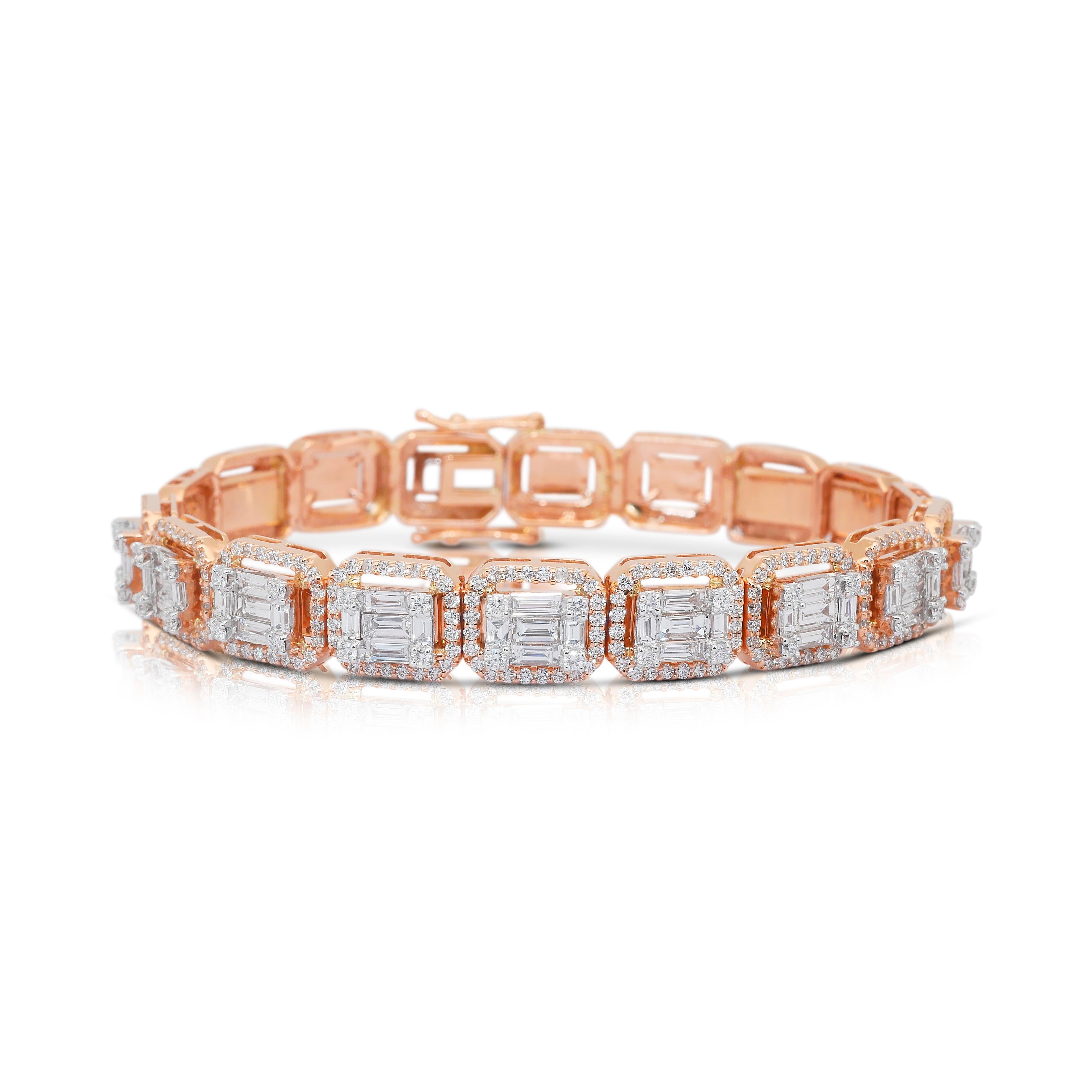 Magnífico Brazalete de Diamantes de 4,61ct en Oro Rosa de 18k - Certificado IGI