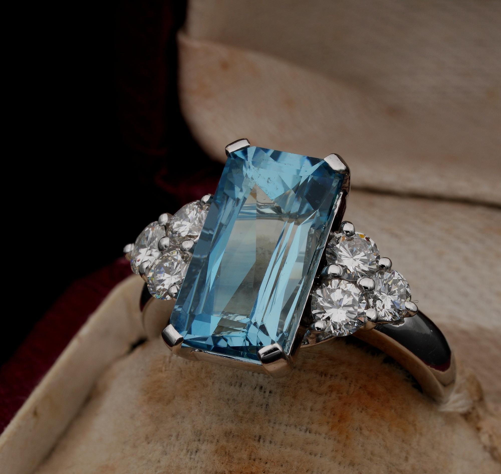 Women's Magnificent 4.70 Carat Aquamarine and Diamond High Quality Engagement Ring For Sale
