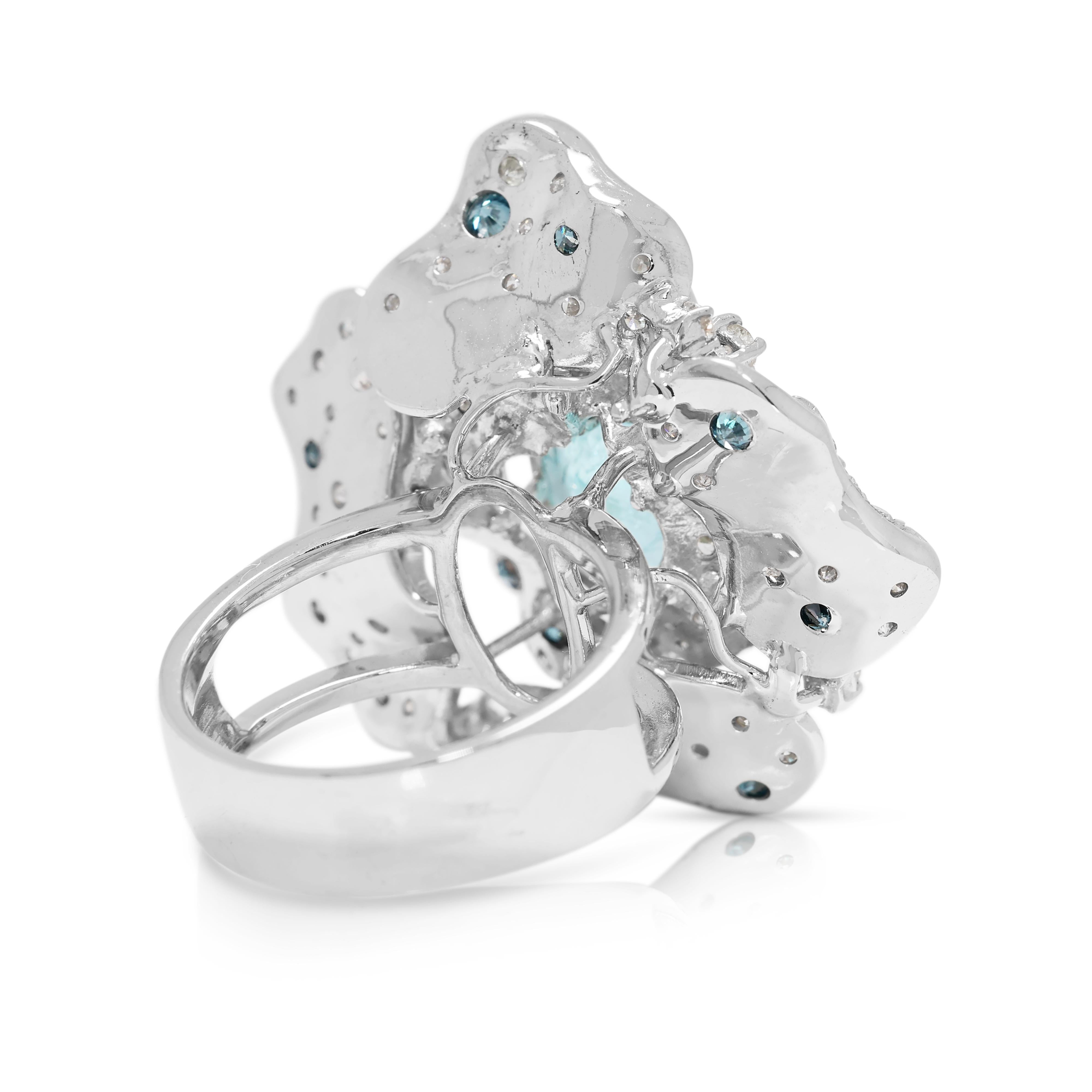 De las mujeres Magnífico Anillo de Cóctel de Oro Blanco de 18 quilates con Turmalina Paraiba y Diamantes de 5,93 quilates en venta