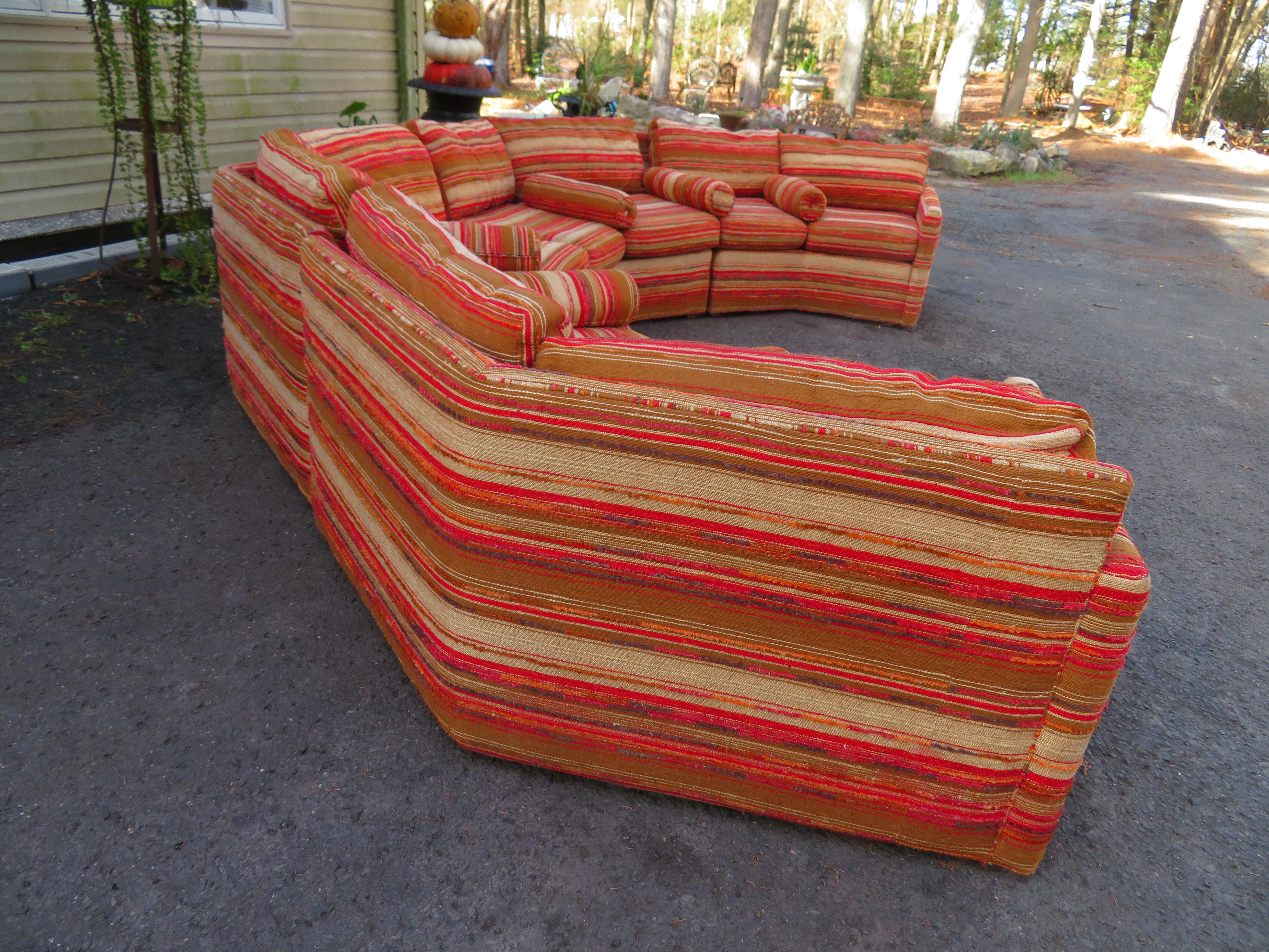 Magnificent 6-Piece Milo Baughman Style Octagon Sofa Sectional Bernhardt 3