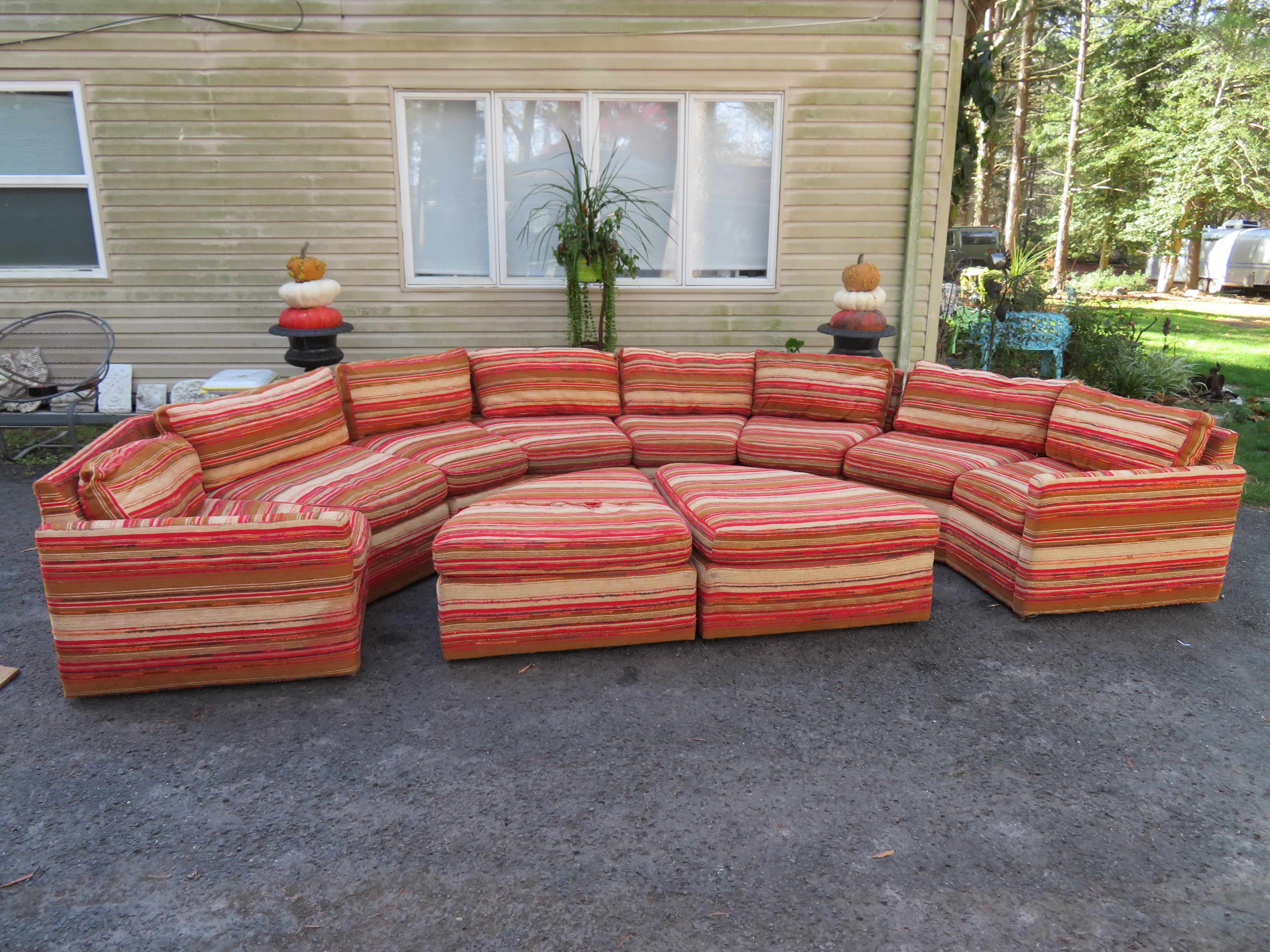 Magnificent 6-Piece Milo Baughman Style Octagon Sofa Sectional Bernhardt 7
