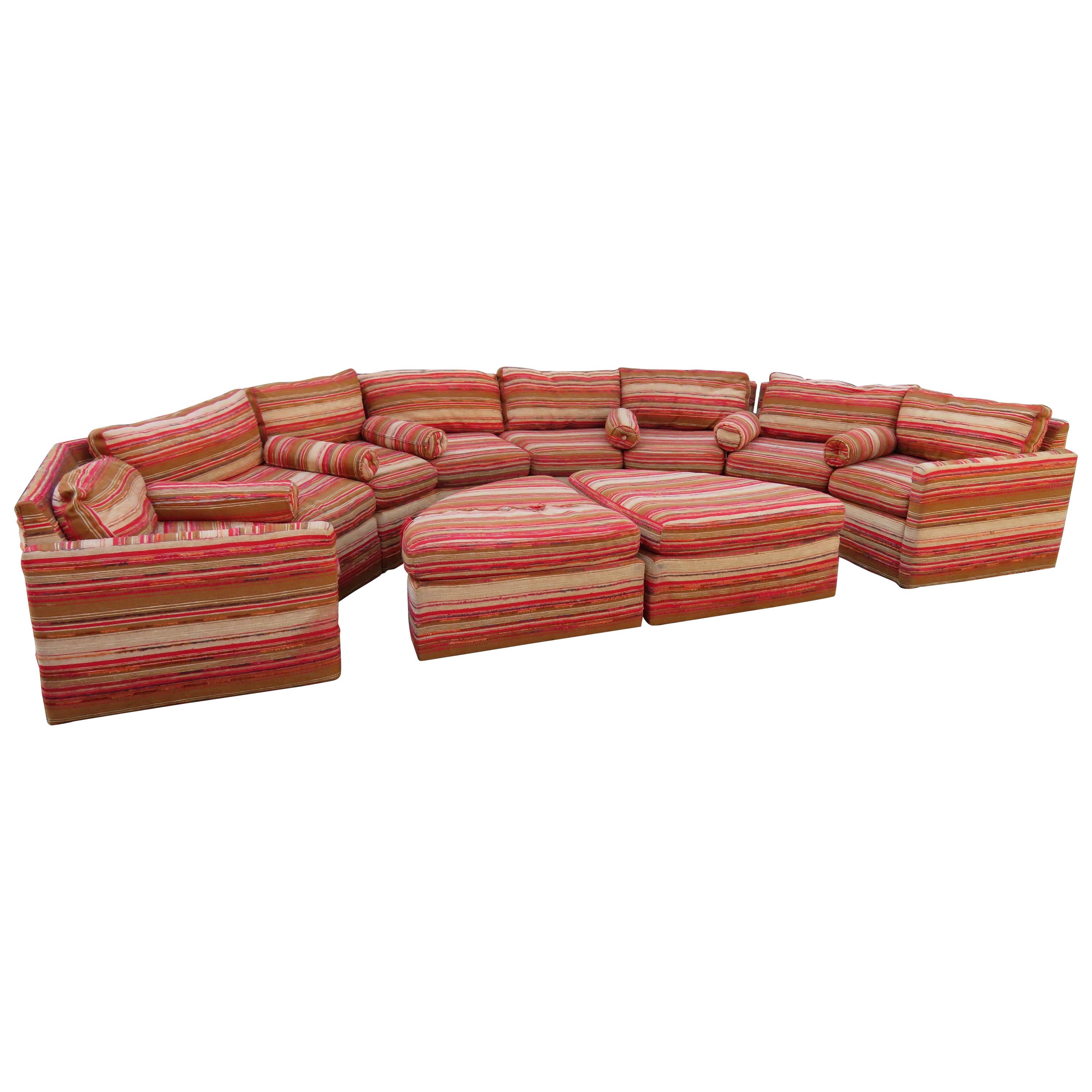 Magnificent 6-Piece Milo Baughman Style Octagon Sofa Sectional Bernhardt