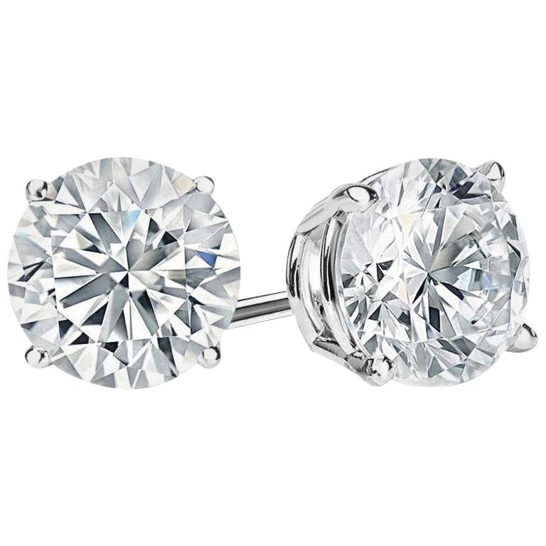 GIA Certified 6.01 Carat Round Brilliant Cut VVS2 Diamond Stud Earrings