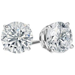 GIA Certified 6.01 Carat Round Brilliant Cut VVS2 Diamond Stud Earrings