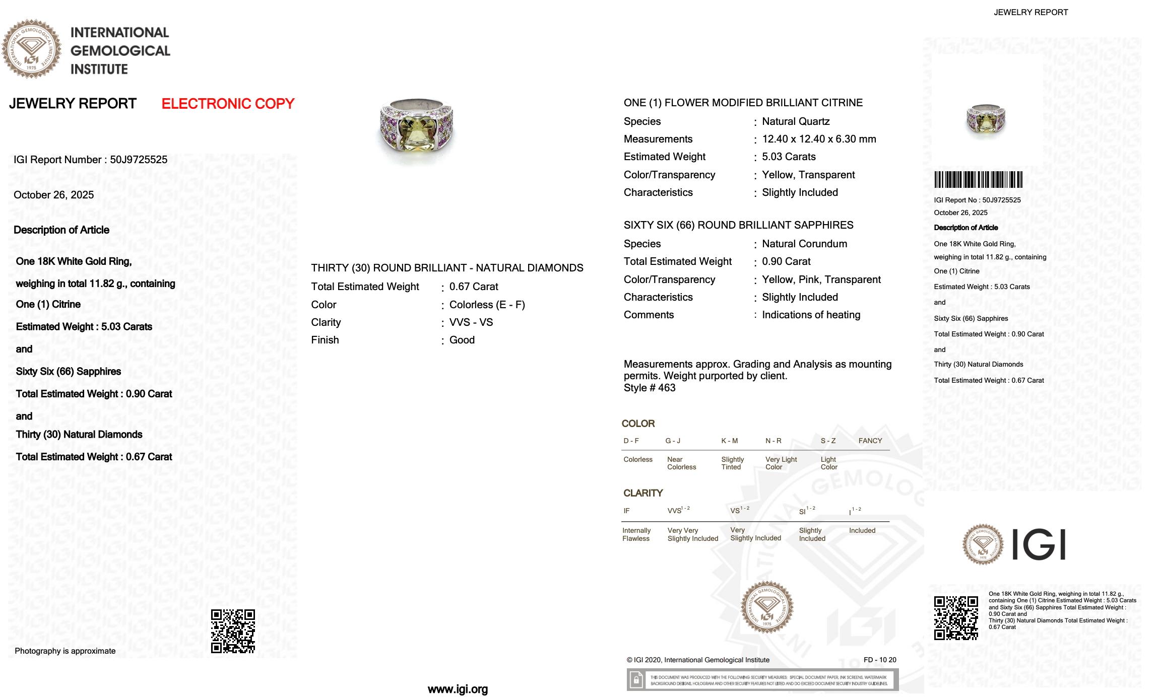 Donna Magnifico anello da cocktail con citrino, zaffiri e diamanti da 6,60 carati in vendita