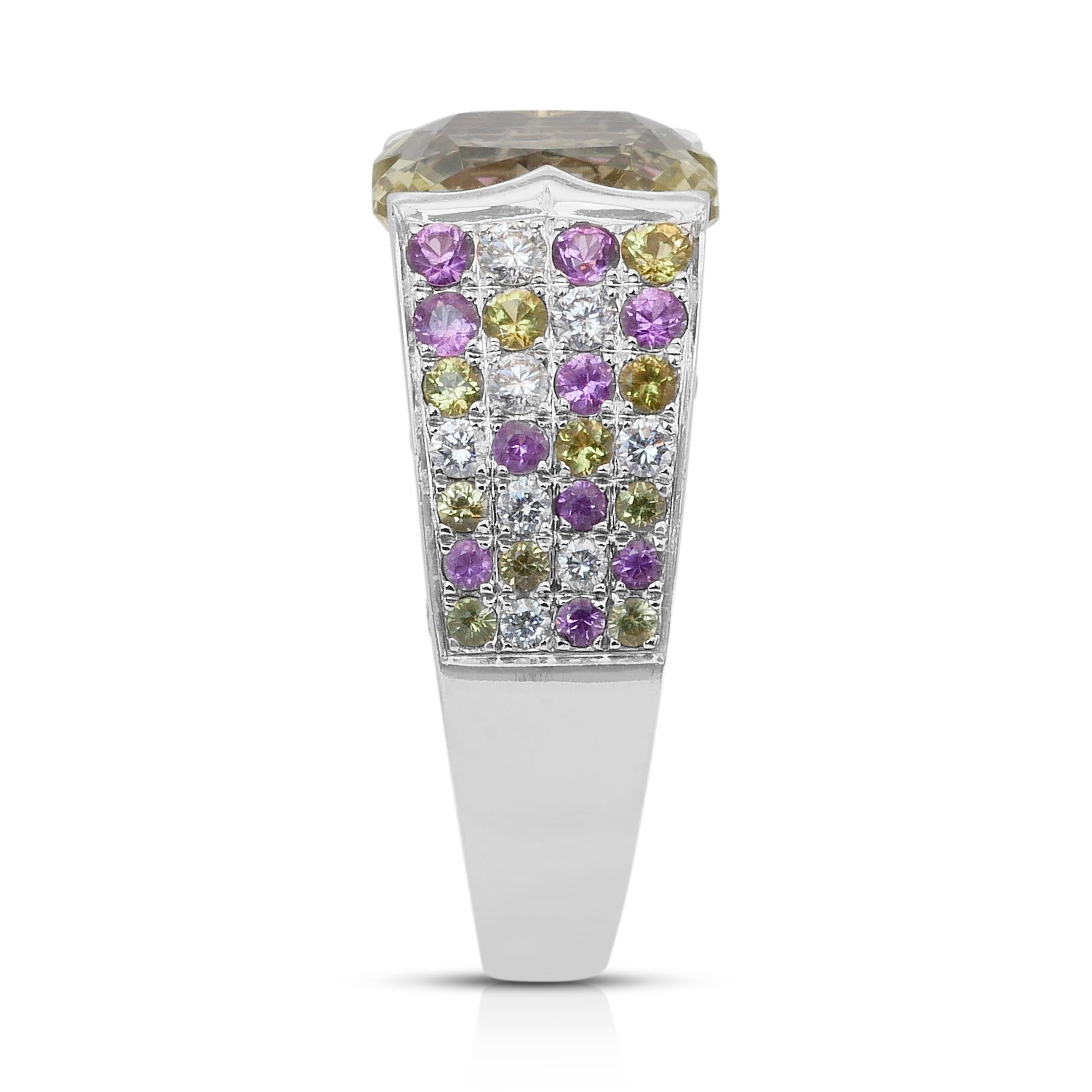 Magnifico anello da cocktail con citrino, zaffiri e diamanti da 6,60 carati in vendita 2