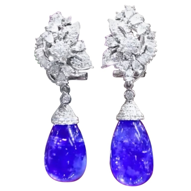Magnifique  Boucles d'oreilles en tanzanites et diamants de 68,25 carats