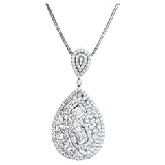 Magnificent 7.78 Carat Diamond 18K White Gold Pear Shaped Drop Pendant on Chain