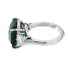 Magnificent 7.14-Carat GRS Certified Vivid Green Emerald Ring in Platinum