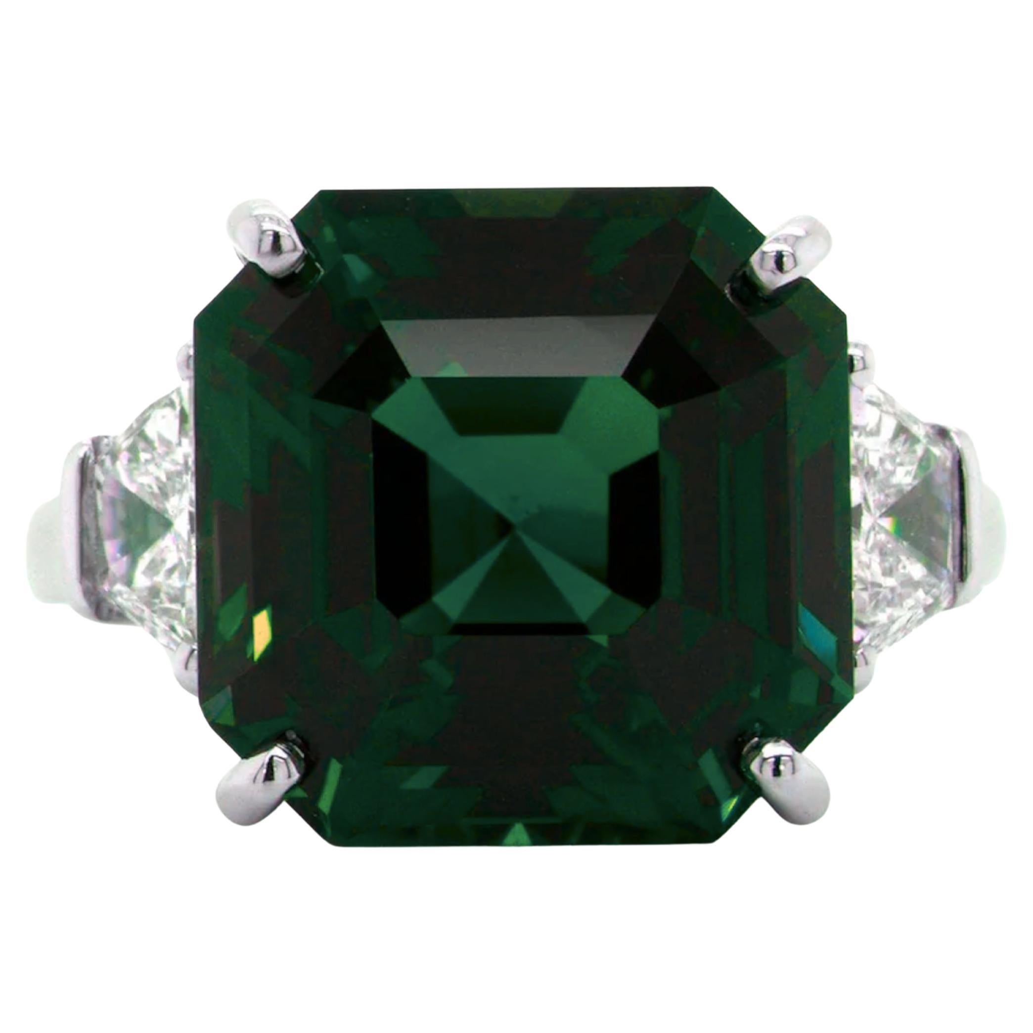 Magnifique bague en platine de 7,14 carats d'émeraudes vertes certifiées GRS en vente