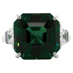 Magnificent 7.14-Carat GRS Certified Vivid Green Emerald Ring in Platinum