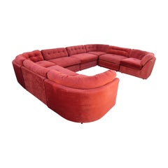Magnificent 8 Piece Milo Baughman Style Curved Sectional Sofa Mid-Century Modern