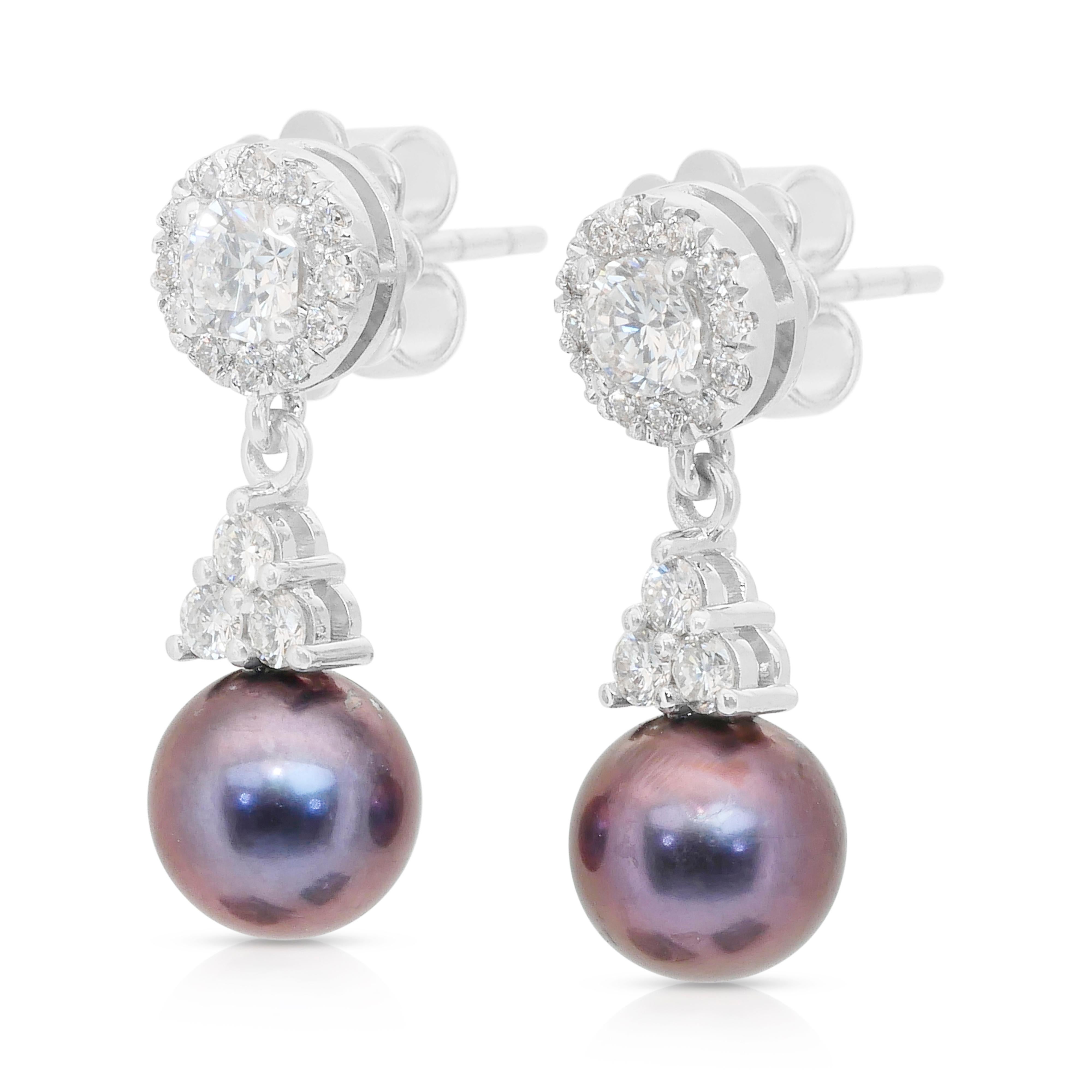 Magnifiques boucles d'oreilles pendantes en perles de culture d'eau douce et diamants de 8,83ct Neuf - En vente à רמת גן, IL