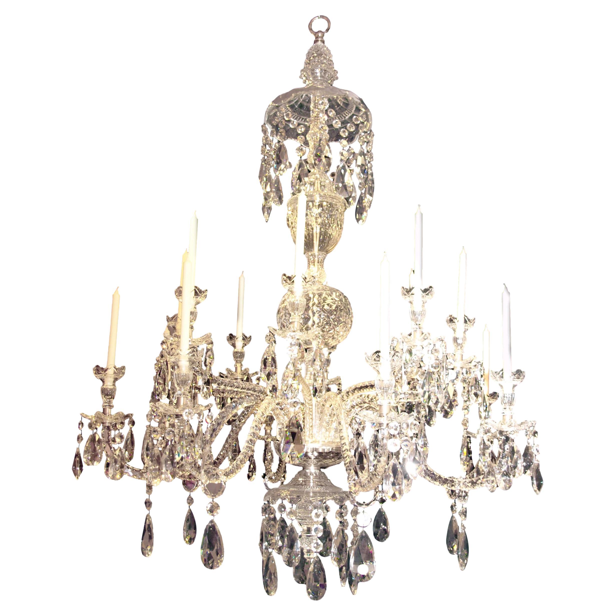 Magnificent All Crystal English Chandelier For Sale