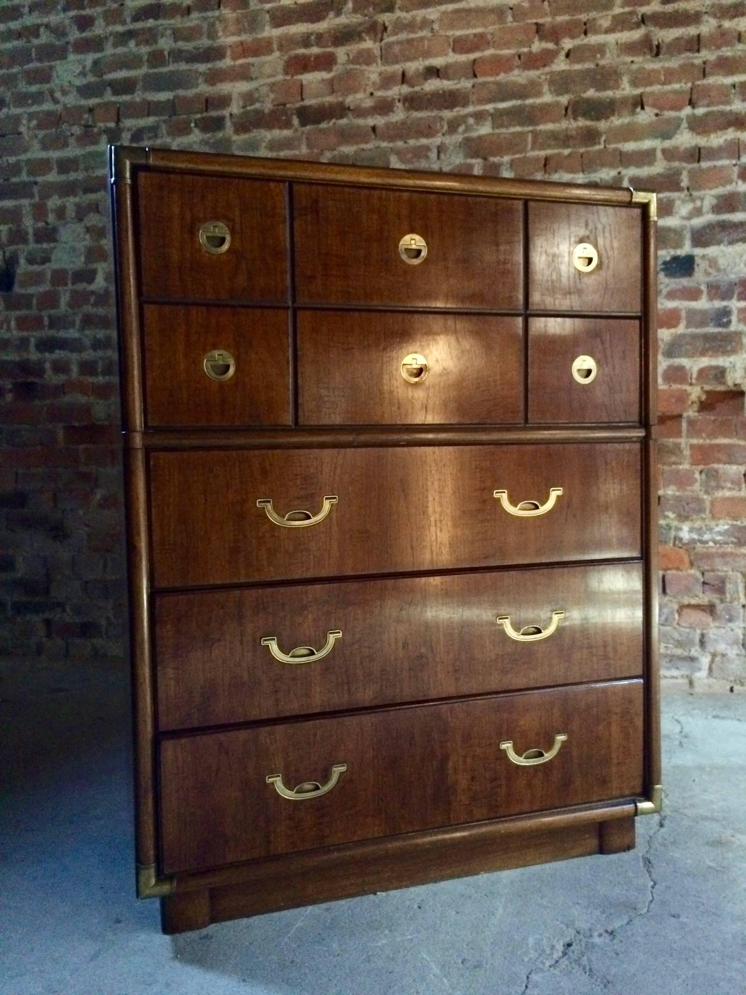 Magnificent American Drexel Campaign Chest of Drawers Dresser Accolade Mahogany 2