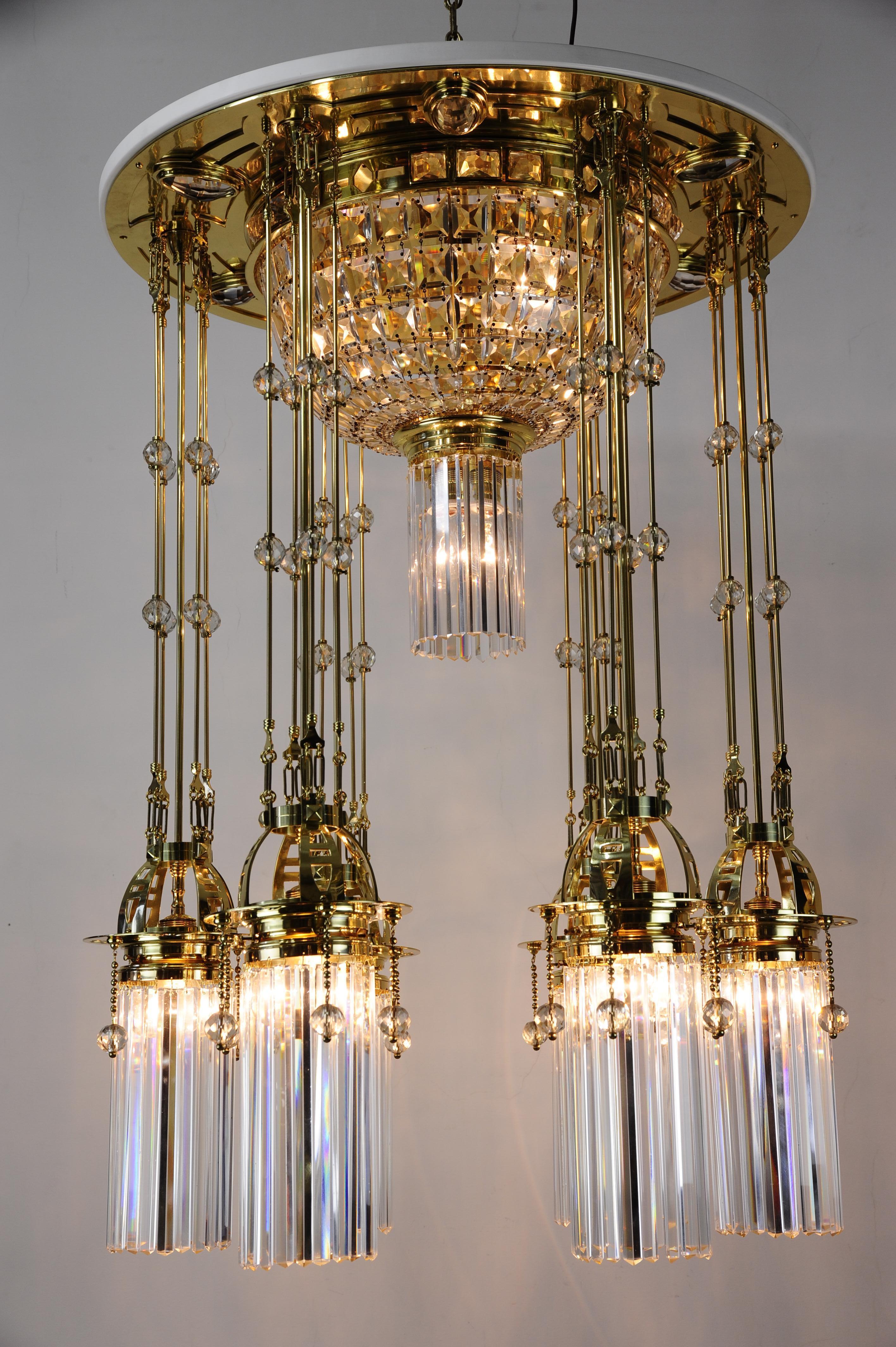 Poli Magnifique et grand lustre Art déco Vienne, années 1920 en vente