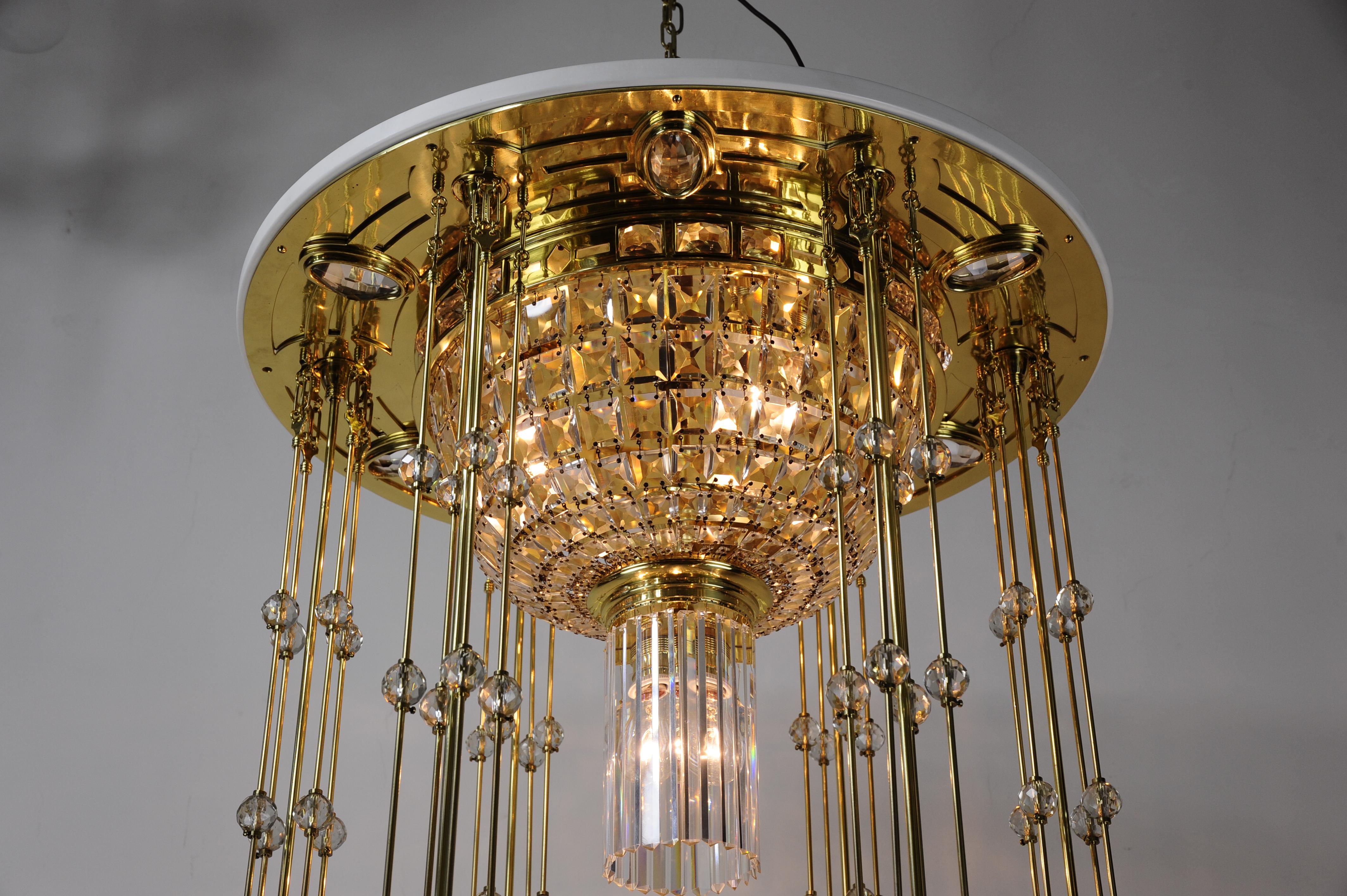 Brass Magnificent and Huge Art Deco Chandelier Vienna, 1920s For Sale