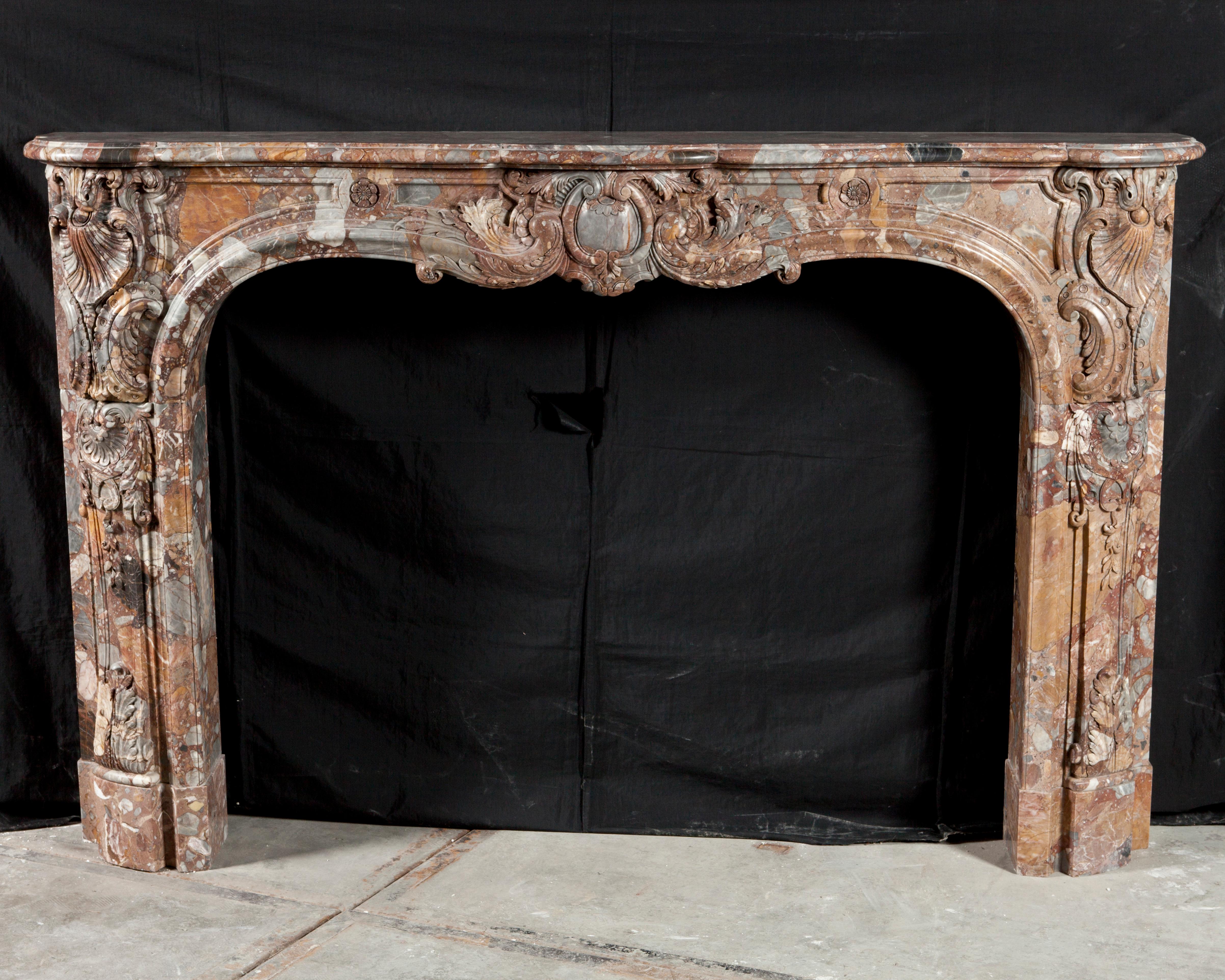Louis XV Magnificent and imposing 18th century French marble fireplace For Sale