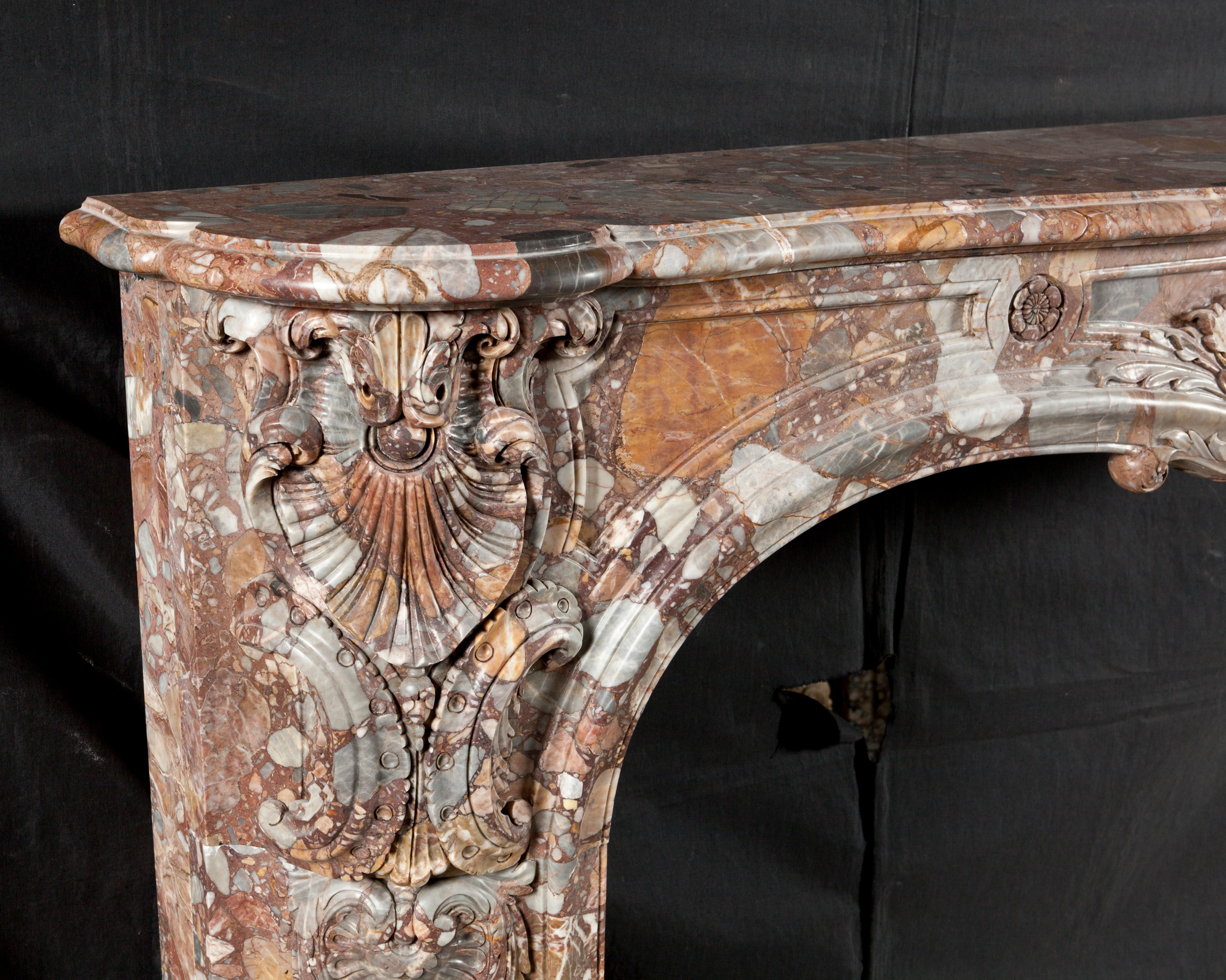 European Magnificent and imposing 18th century French marble fireplace For Sale
