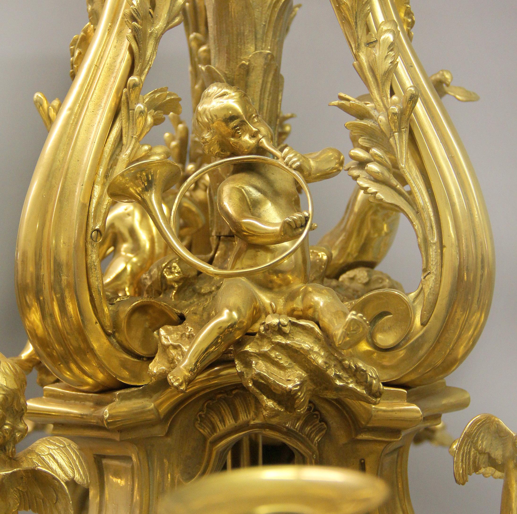 Magnificent and Palatial Gilt Bronze Chandelier After Jacques Caffiéri In Good Condition In New York, NY