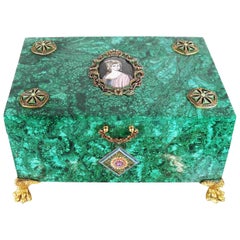 Antique Magnificent and Rare 19th Century Russian Large Malachite Presentation Box