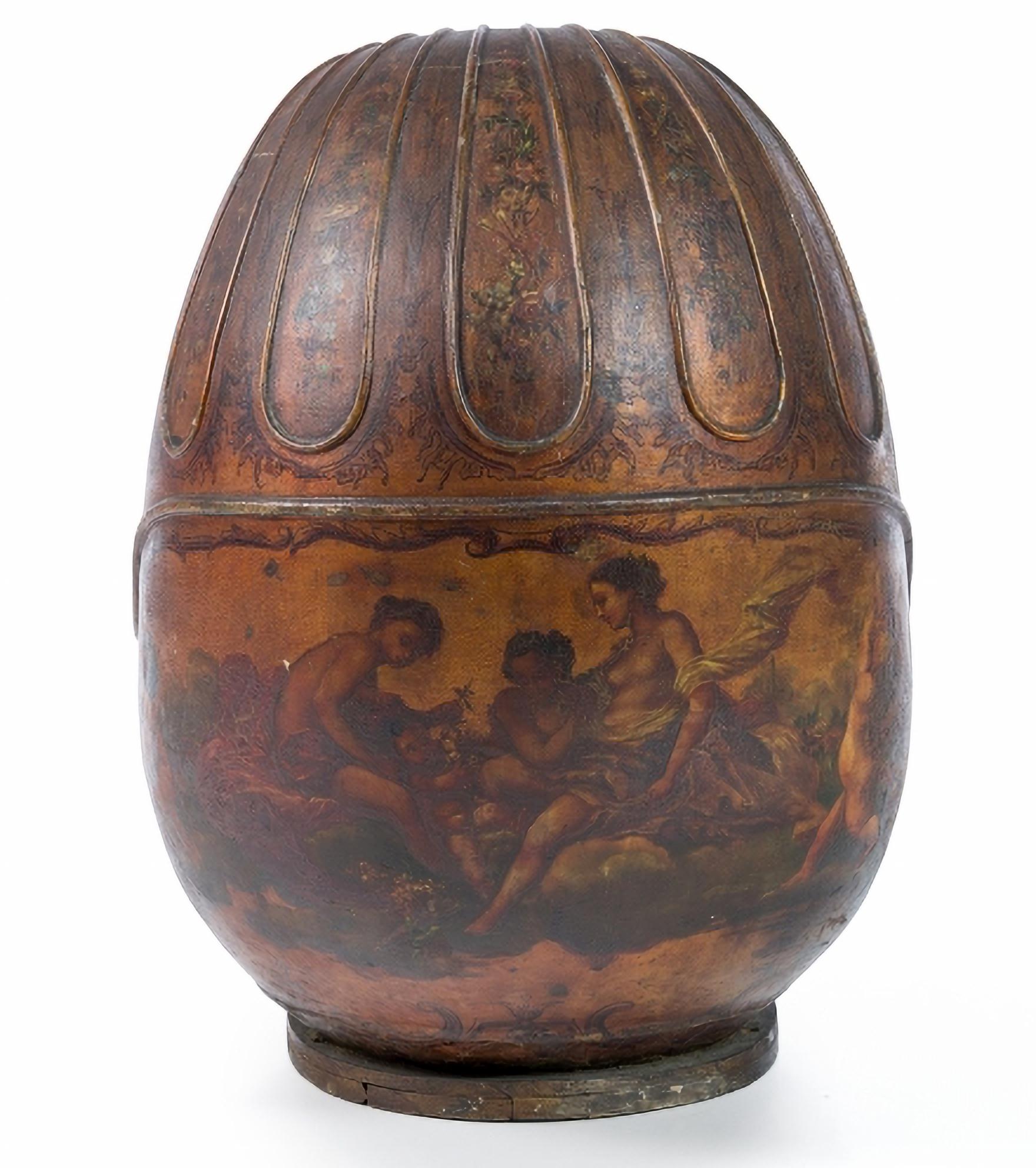 MAGNIFICENT AND RARE EUROPEAN CRADLE 18th Century

in painted and gilded wood with scrolls, puttis and profuse floral decoration.
Small defects.
 Dim.: 68 x 94 x 43 cm
good conditions
