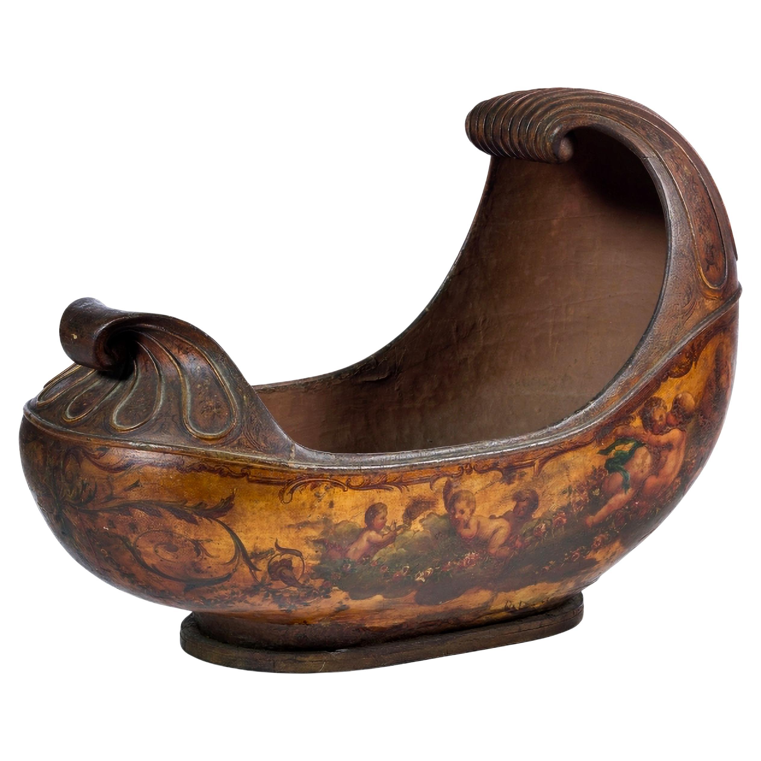 MAGNIFICENT AND RARE EUROPEAN CRADLE 18th Century For Sale