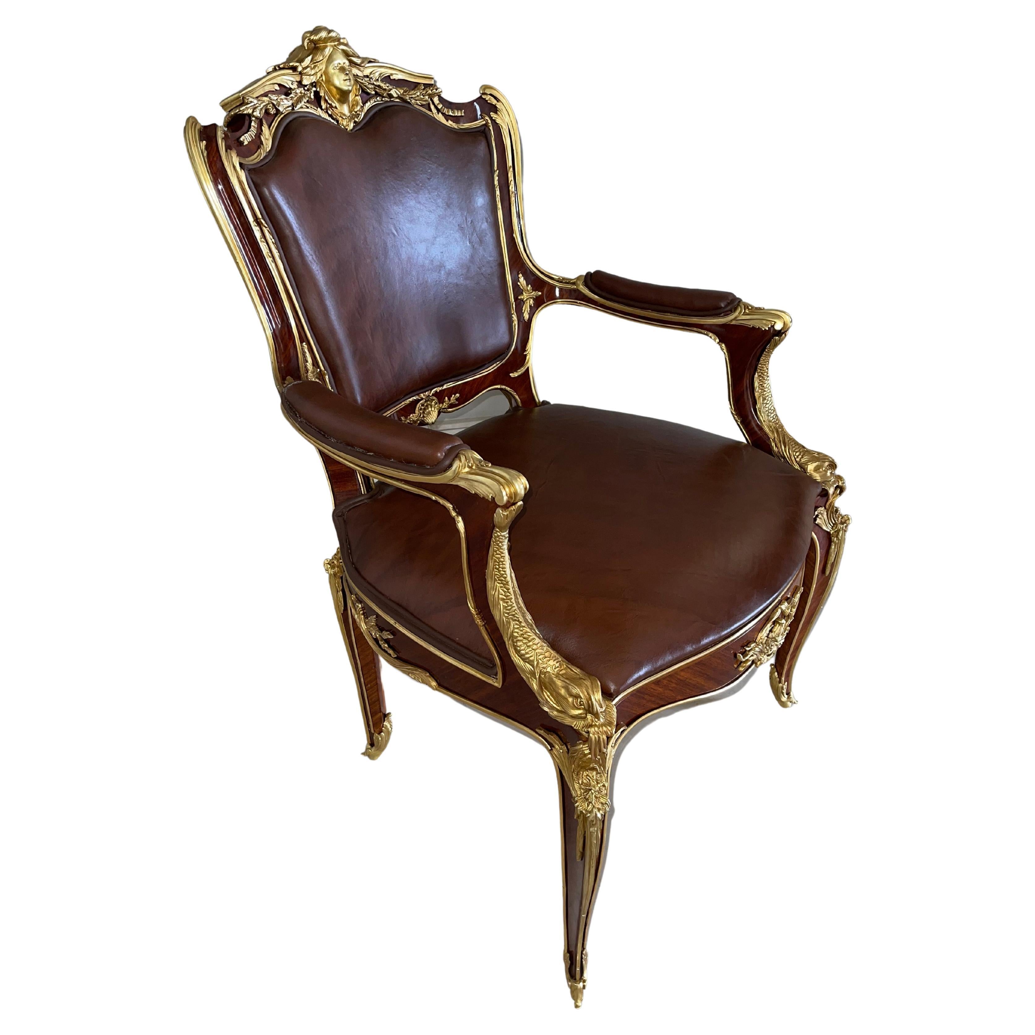 Magnificent and Royal Armchair After Francois Linke, Paris For Sale