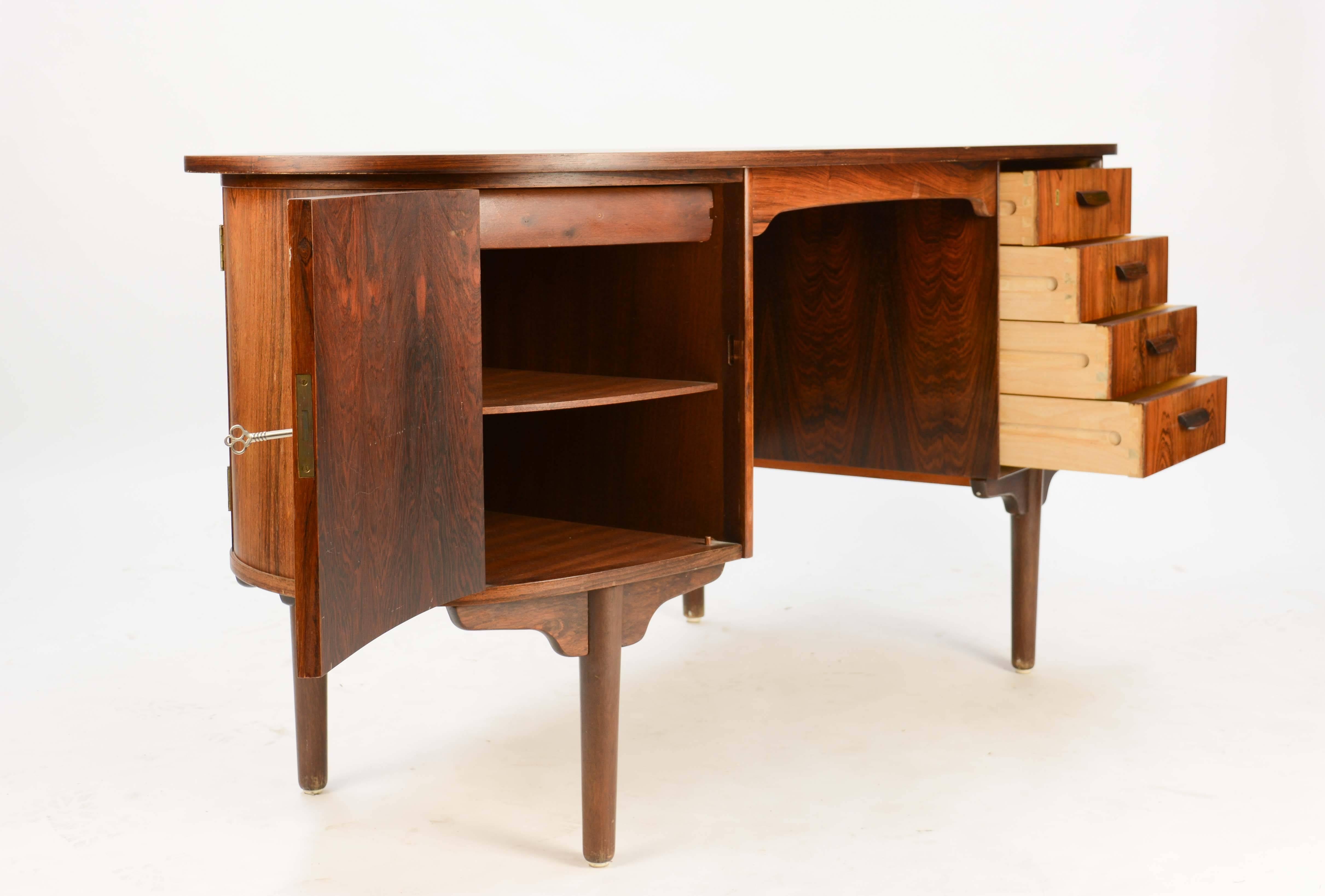 Danish Magnificent and Sensual Kai Kristensen Rosewood Executive Desk from Denmark
