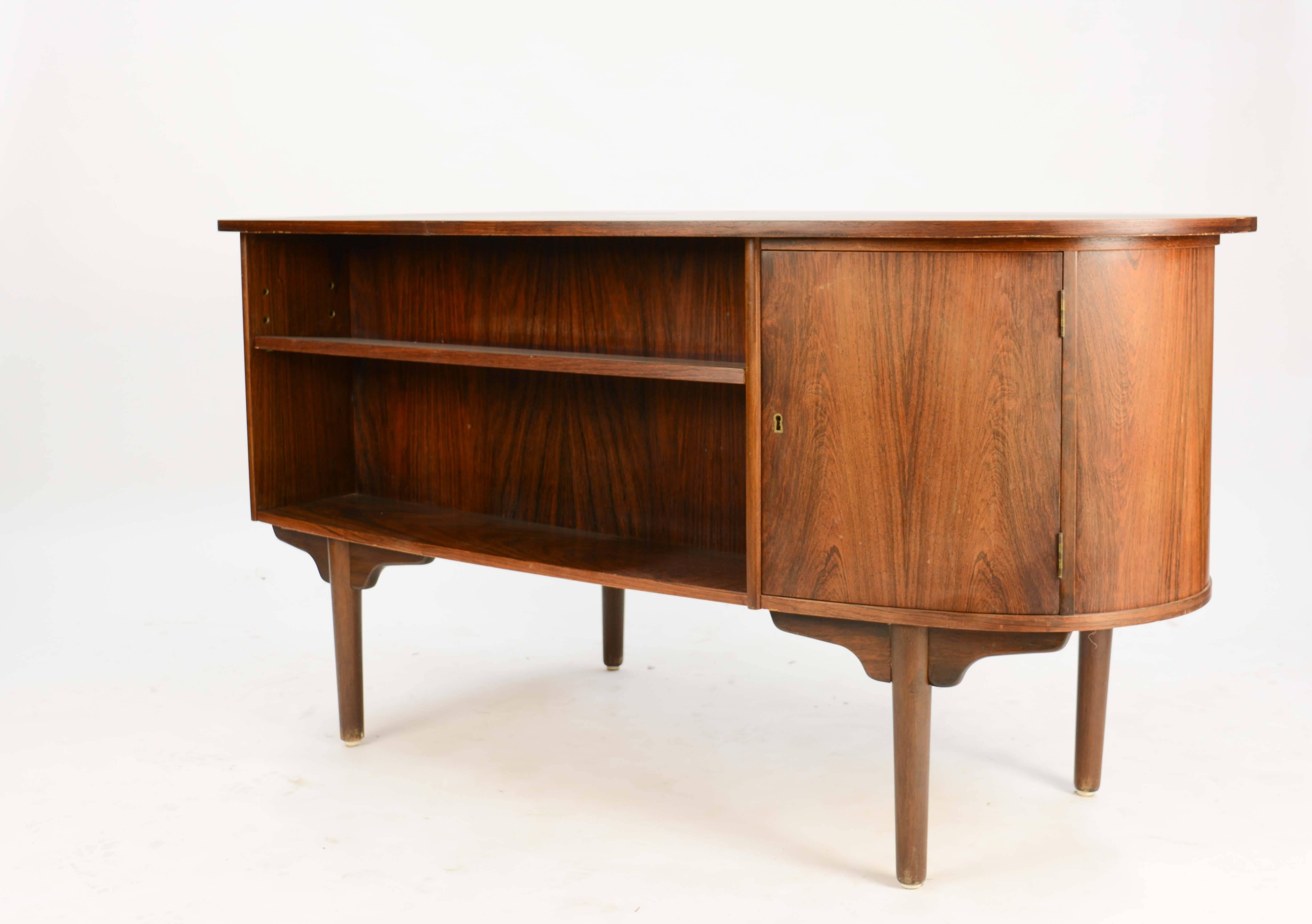 Magnificent and Sensual Kai Kristensen Rosewood Executive Desk from Denmark In Good Condition In Portland, OR