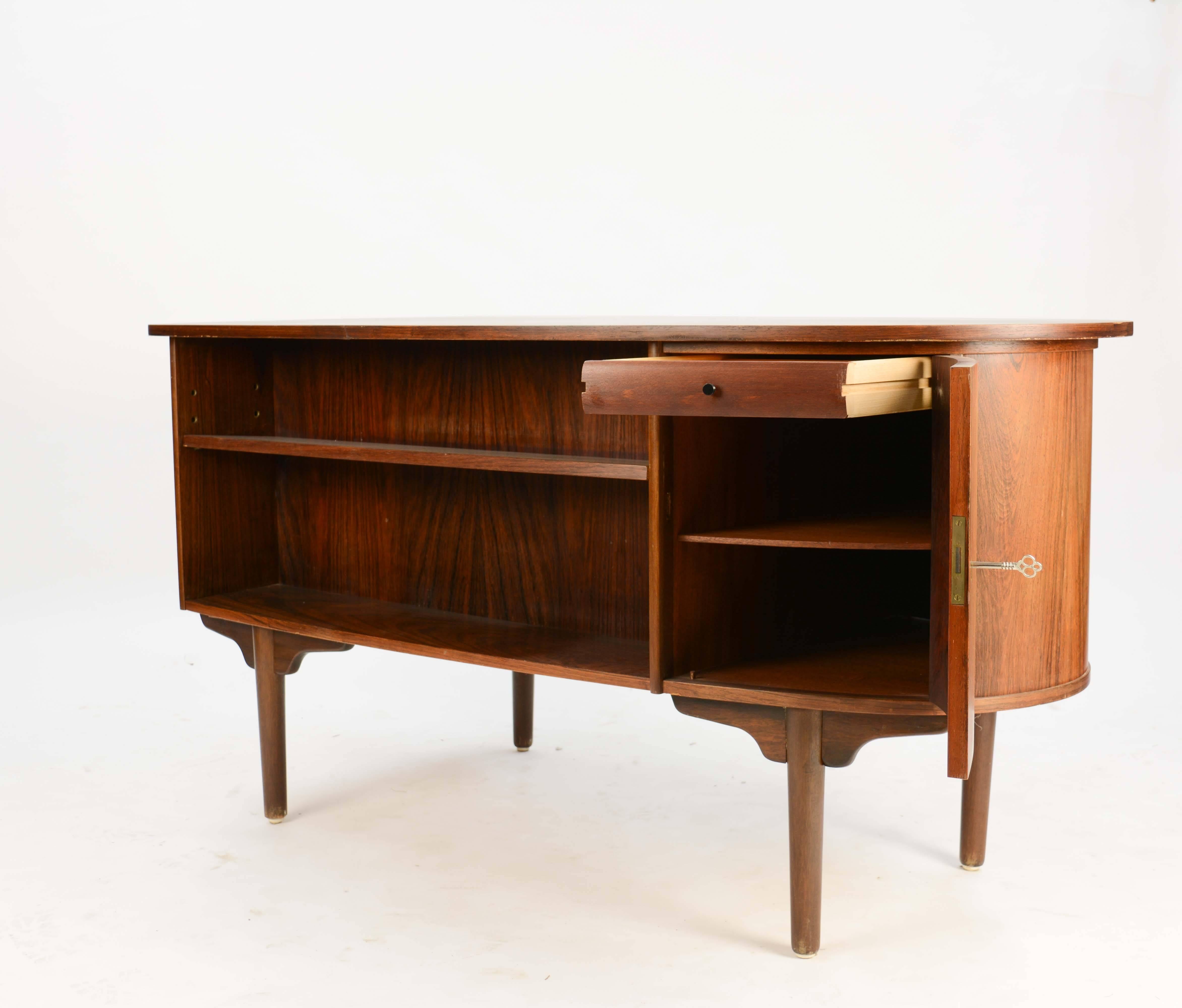 Mid-20th Century Magnificent and Sensual Kai Kristensen Rosewood Executive Desk from Denmark