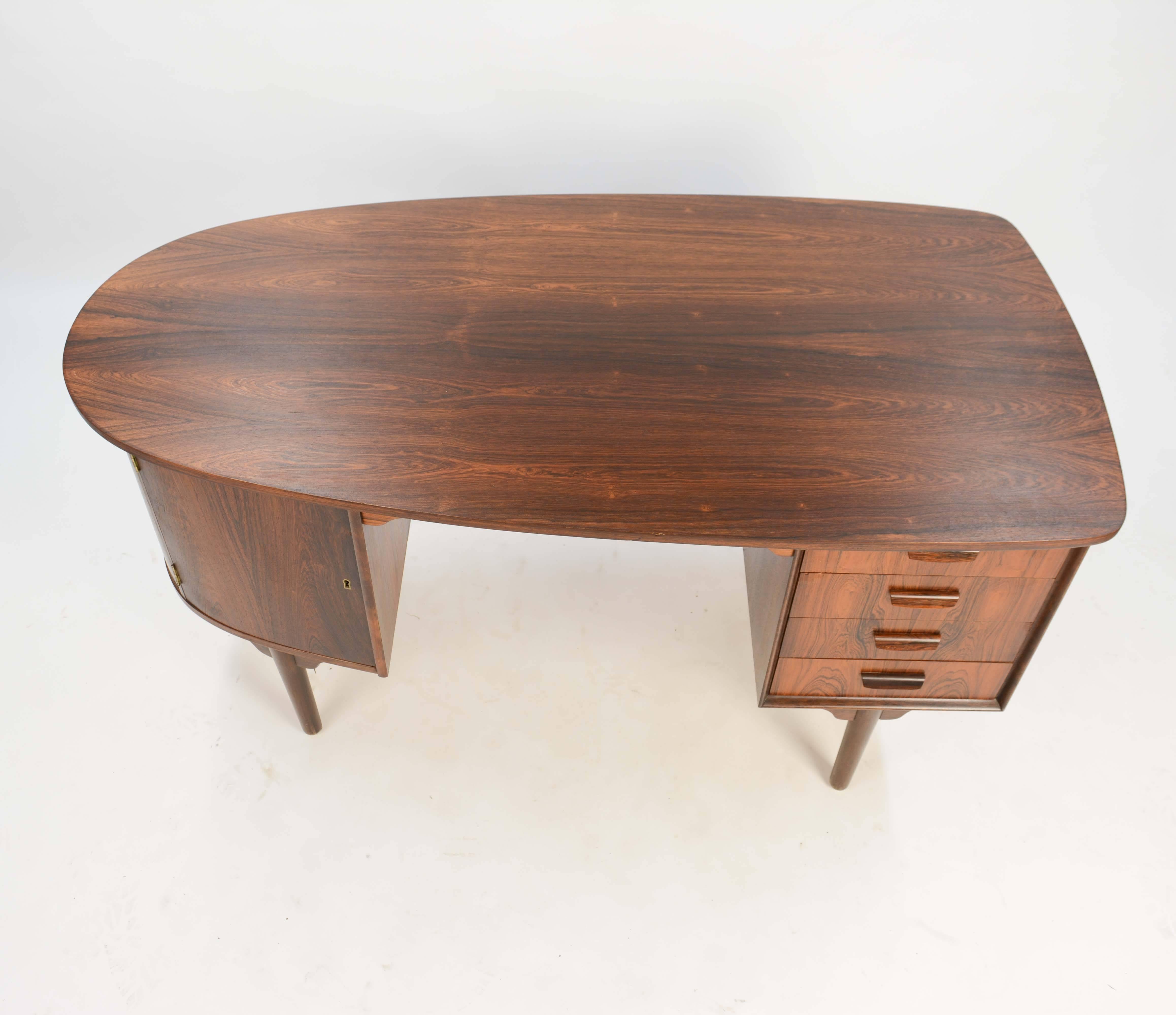 Magnificent and Sensual Kai Kristensen Rosewood Executive Desk from Denmark 1