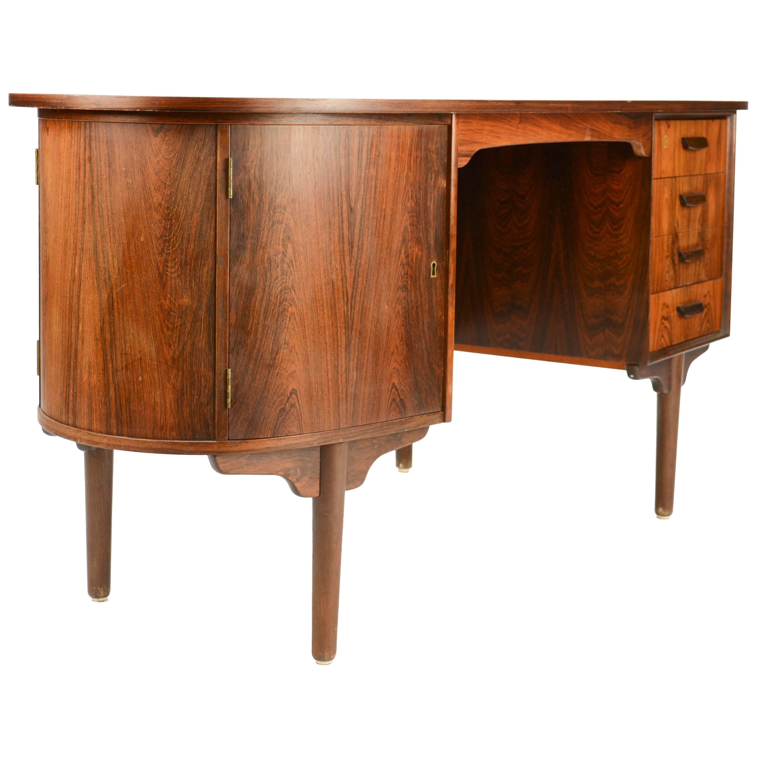 Magnificent and Sensual Kai Kristensen Rosewood Executive Desk from Denmark
