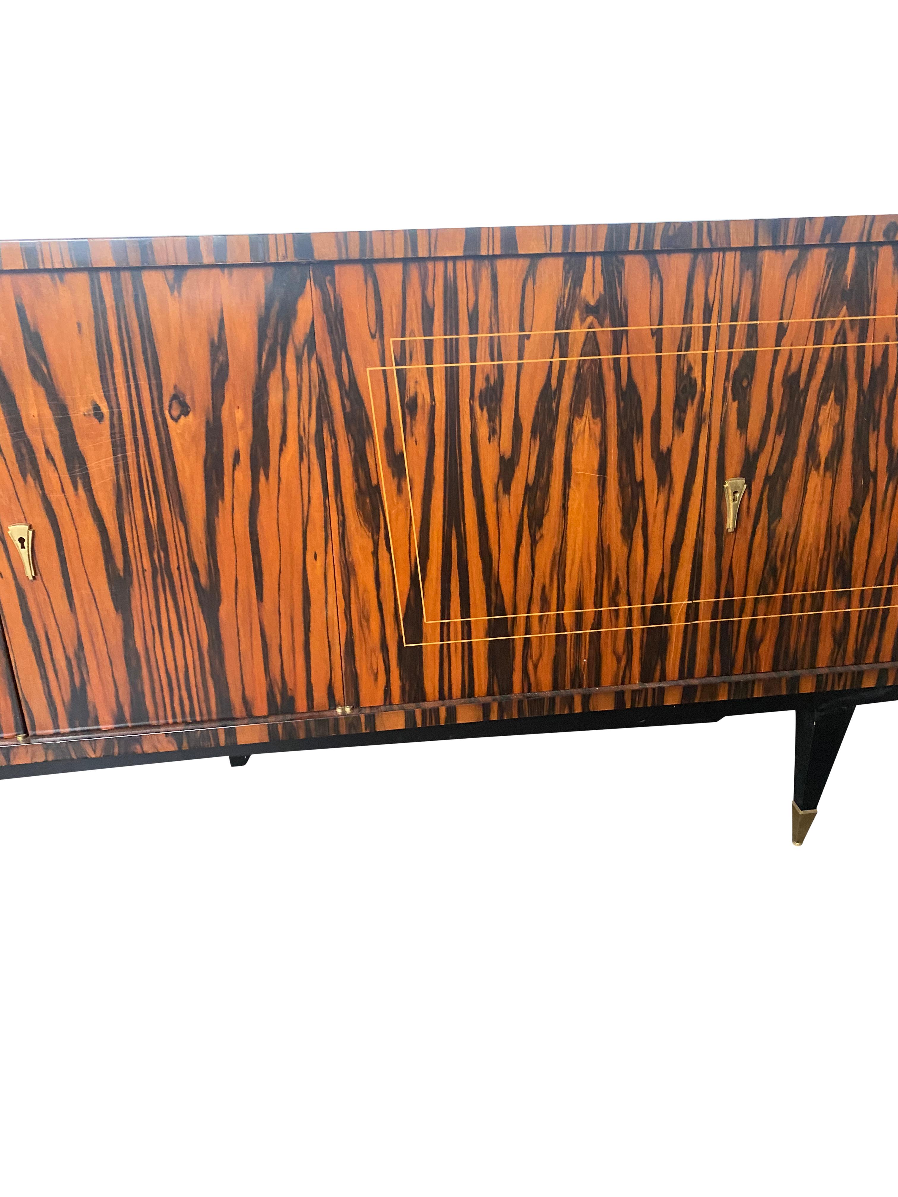 Unique European Exotic Wood Locking Credenza 3