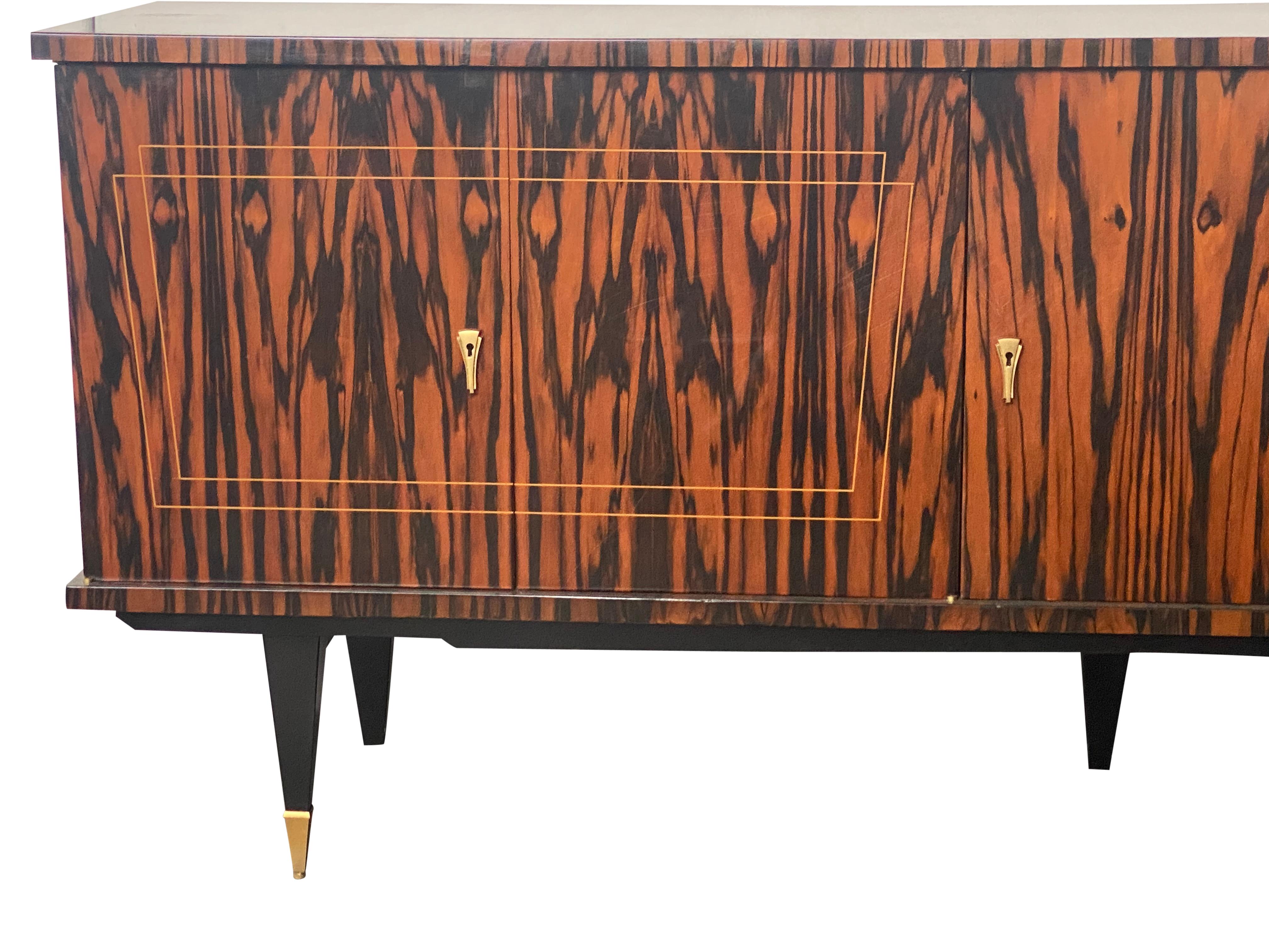 Unique European Exotic Wood Locking Credenza 8