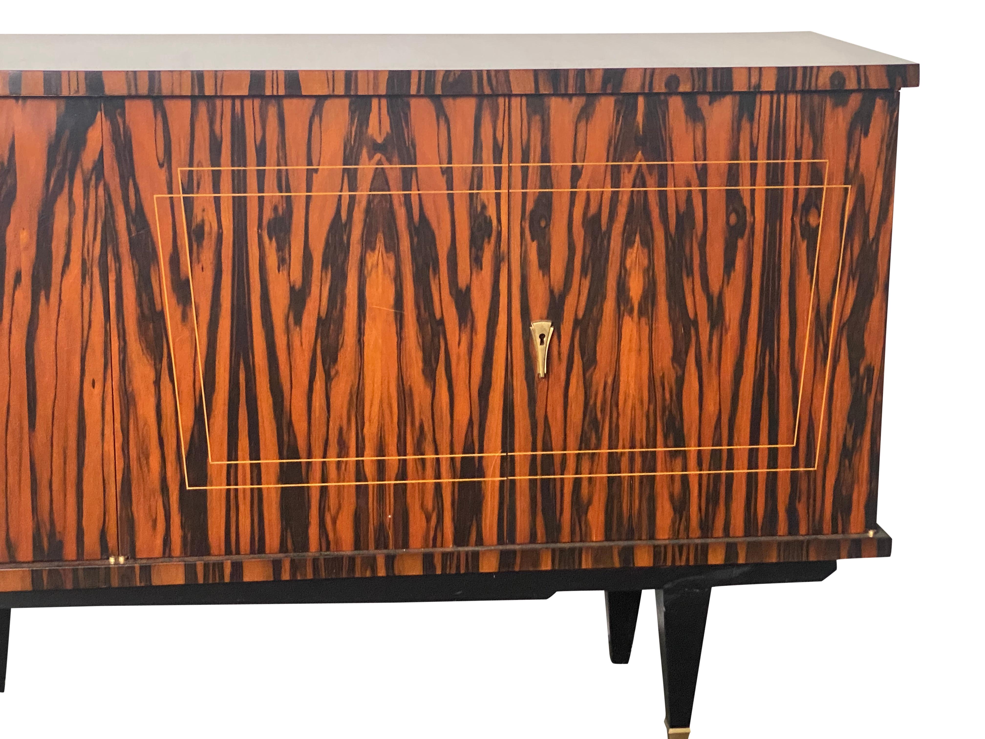 Unique European Exotic Wood Locking Credenza 11