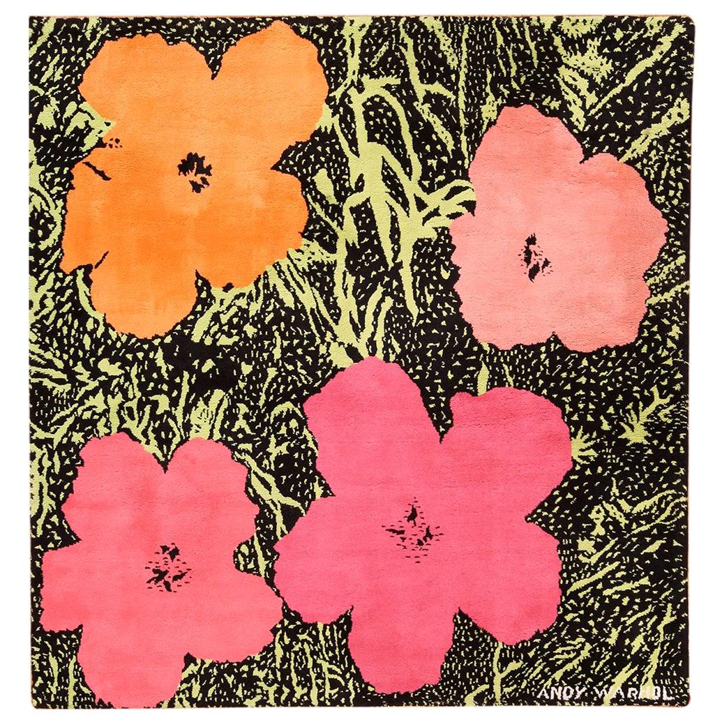 Magnificent Andy Warhol Design "Flowers" Rug / Tapestry. Size: 6 ft x 6 ft 