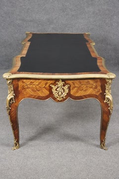 Magnificent Antique 19th Century French Louis XV Leather Top Bureau Plat Desk