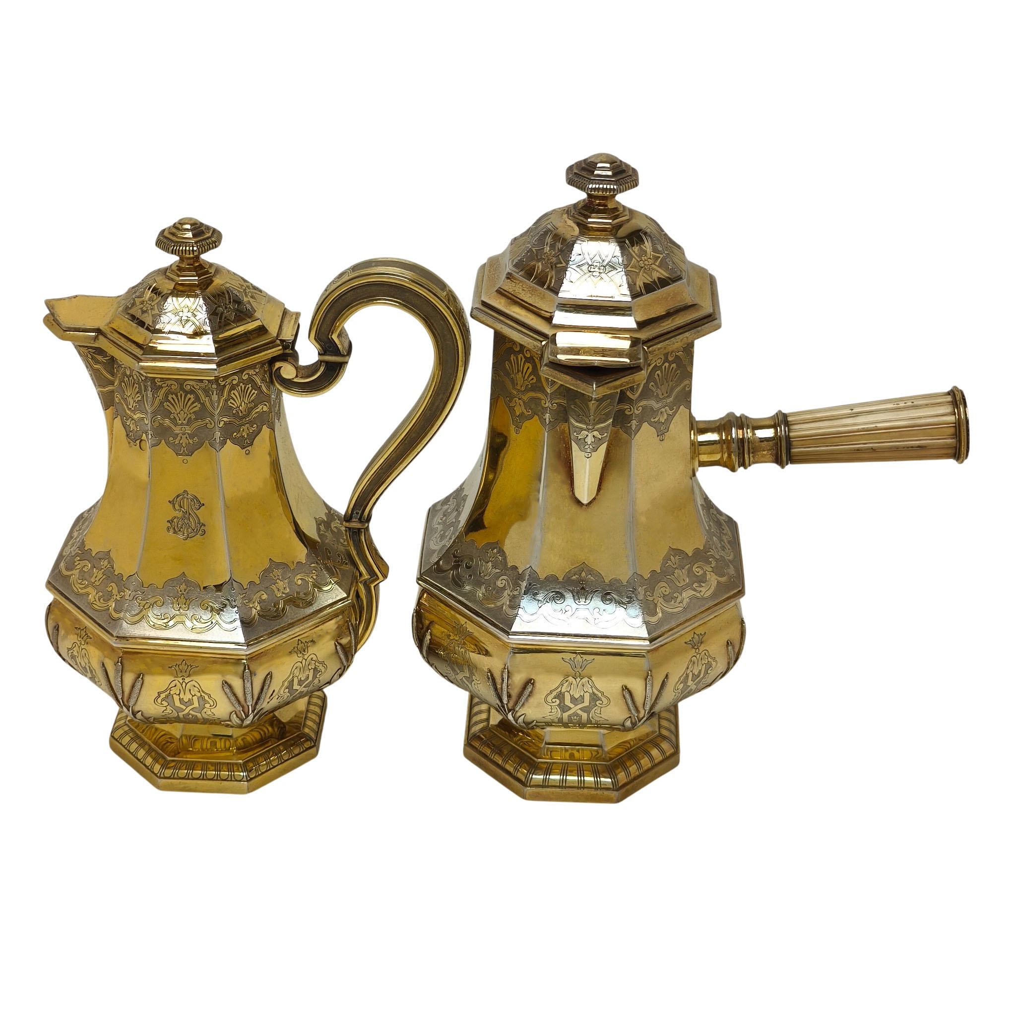 Magnifique service à thé et à café 8 pièces A.I.Silver C. Paris c. 1900 en vente 1