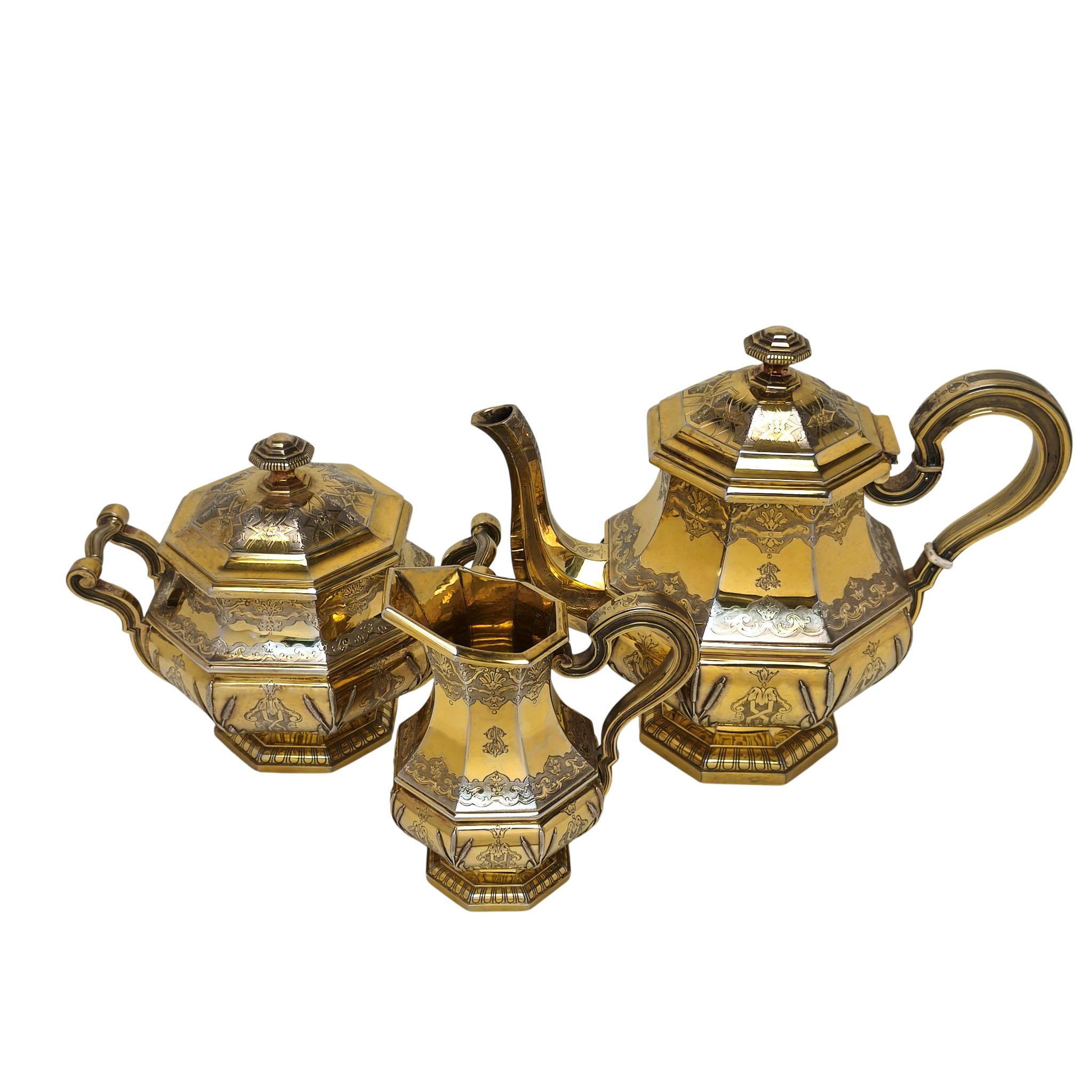 Magnifique service à thé et à café 8 pièces A.I.Silver C. Paris c. 1900 en vente 3