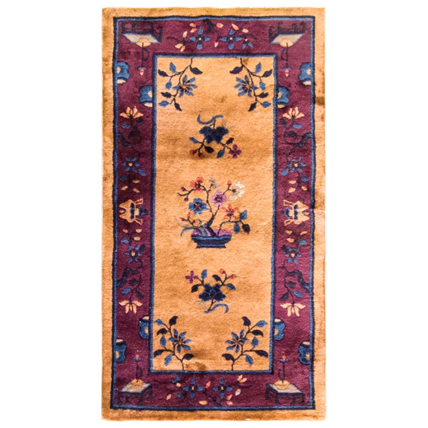  Antique Art Deco Chinese Oriental Rug, Magnificent For Sale