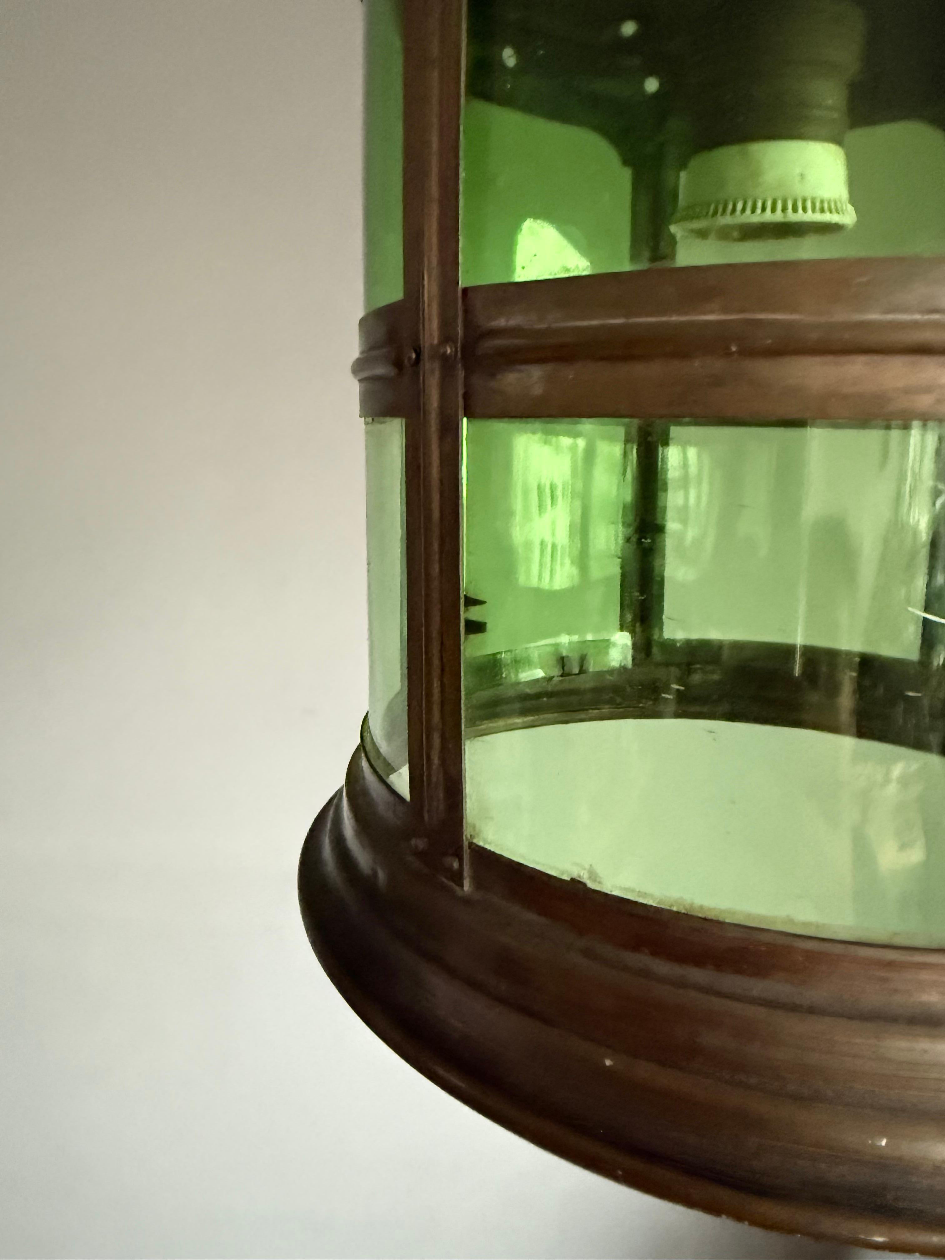 Magnificent Dutch Arts & Crafts Brass & Round Glass Hall Lantern / Pendant Light For Sale 5