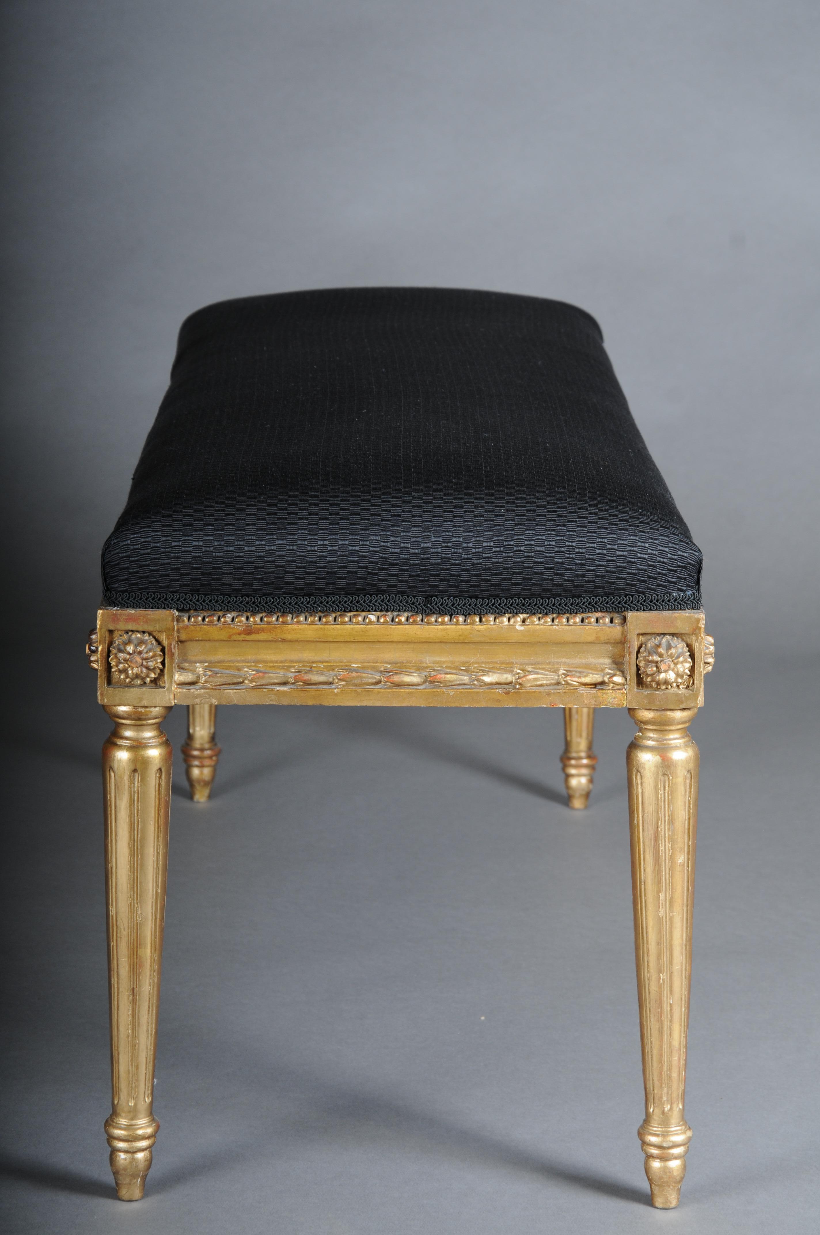 Magnificent antique bench, Louis XVI, gold, beech, around 1870 3